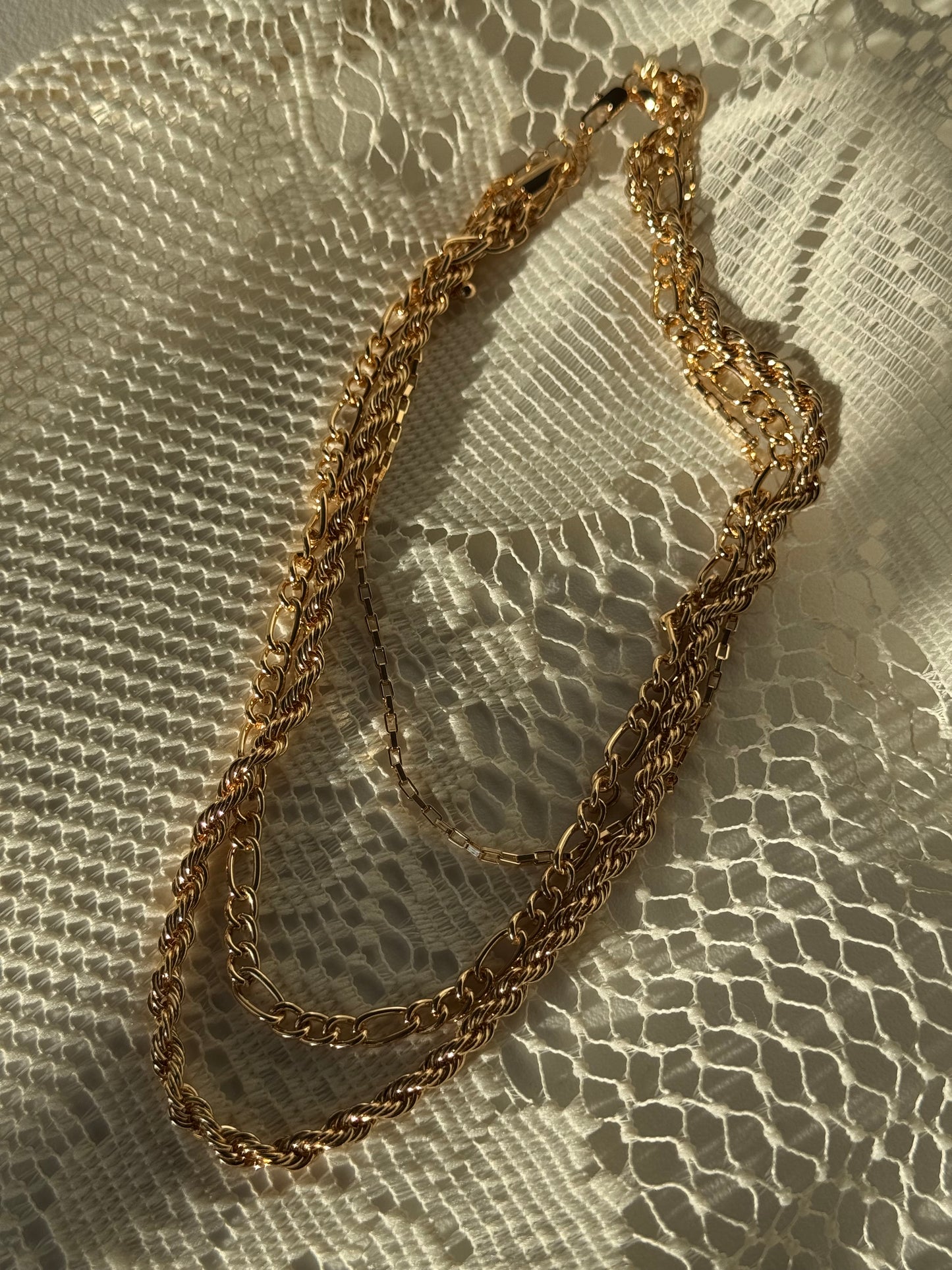 Teresa Classic Rope Chain Link Layered Necklace In Gold