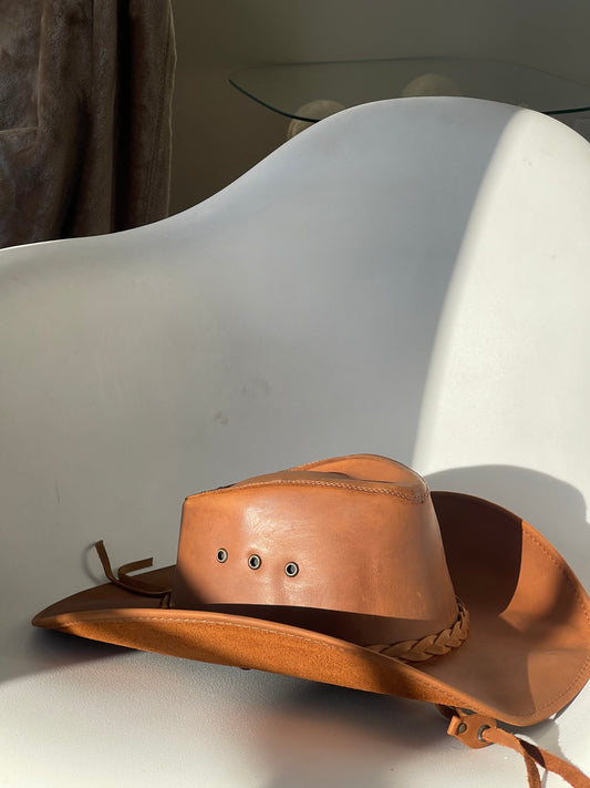 Eastwood Classic Genuine Leather ￼Cowboy Hat w/ Chinstrap In Desert ￼Brown