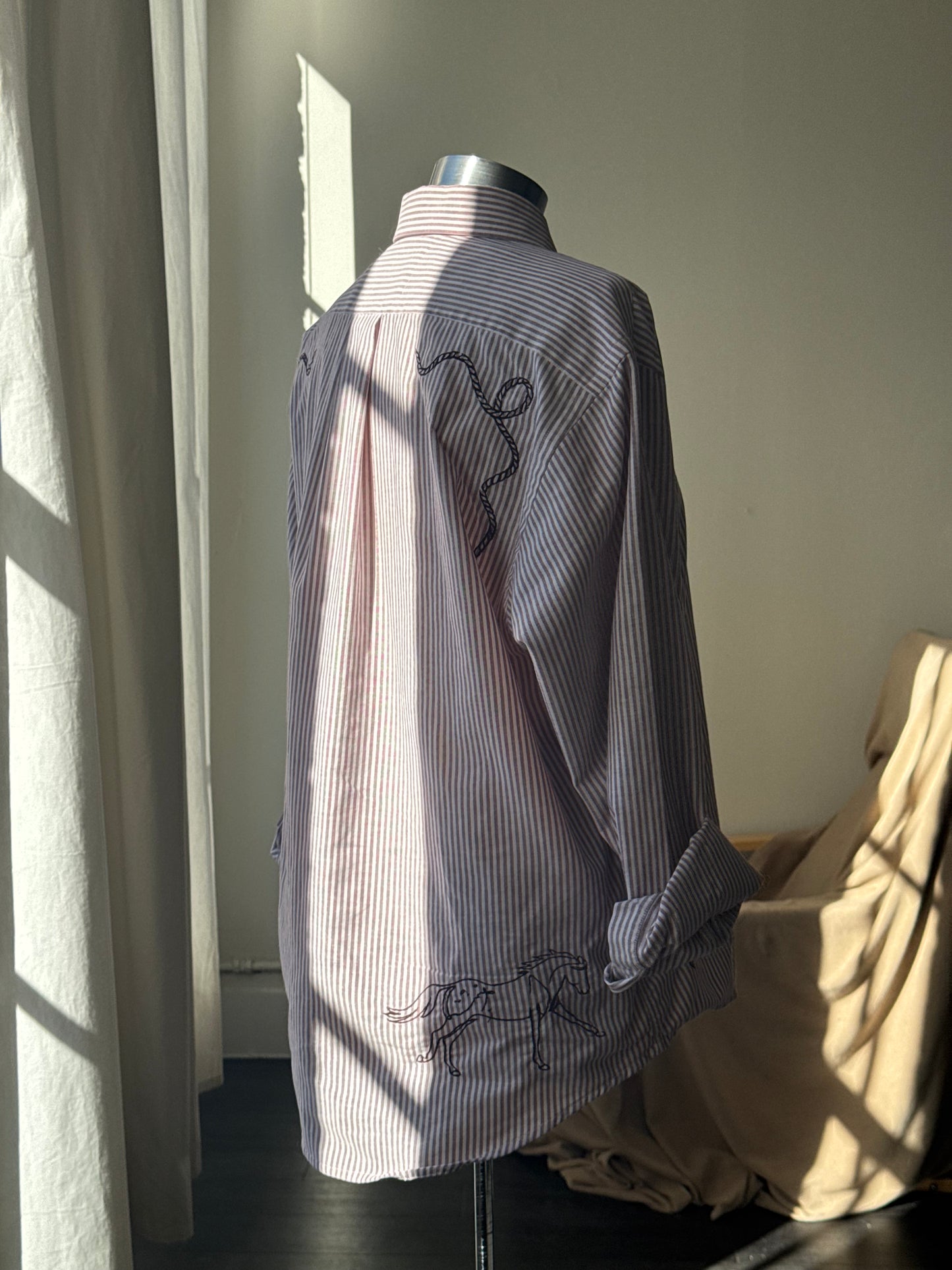 Jaxson Handcrafted Embroidered Striped Button Down