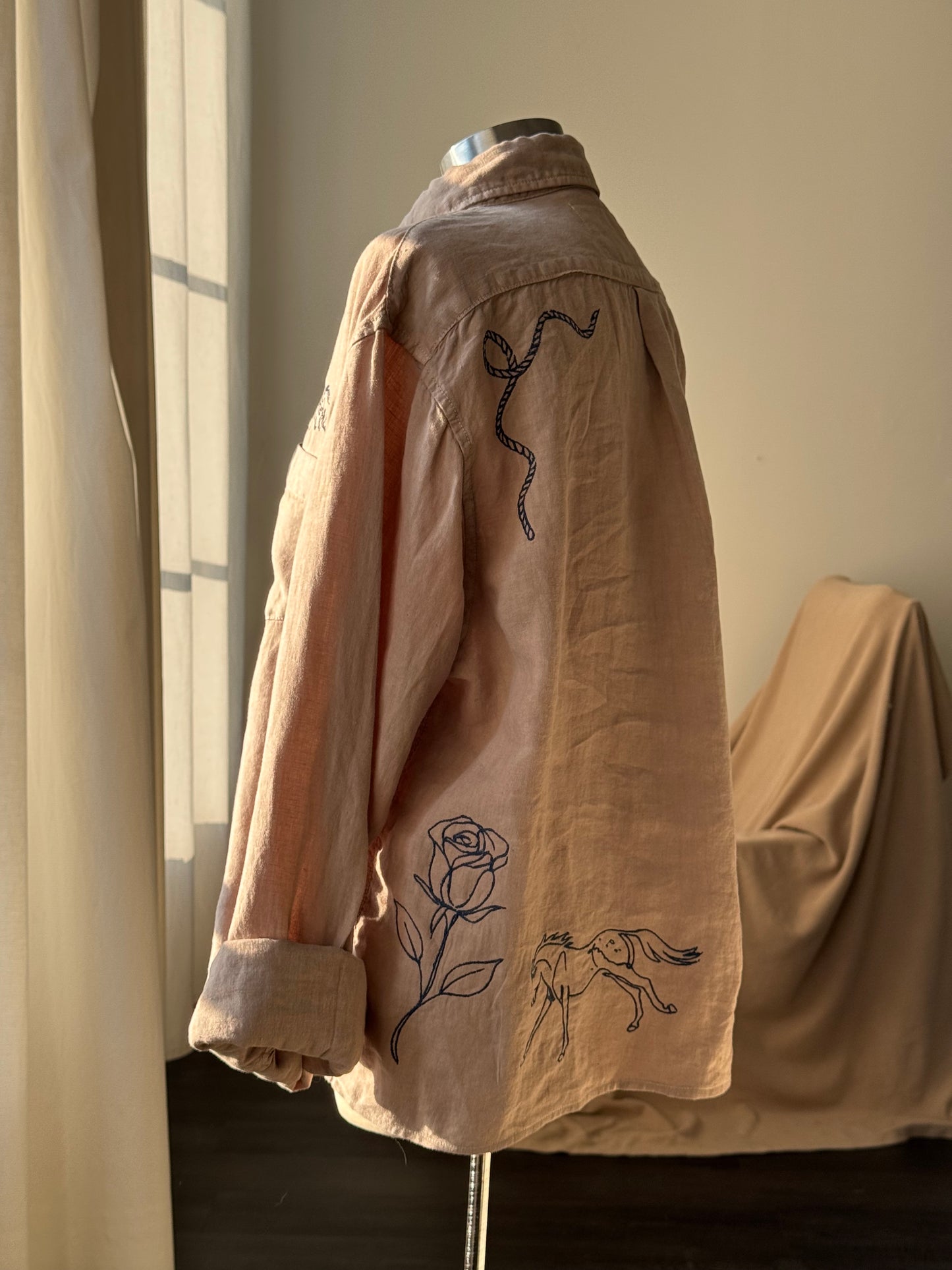 Lawrence Handcrafted Embroidered Cropped Button Down