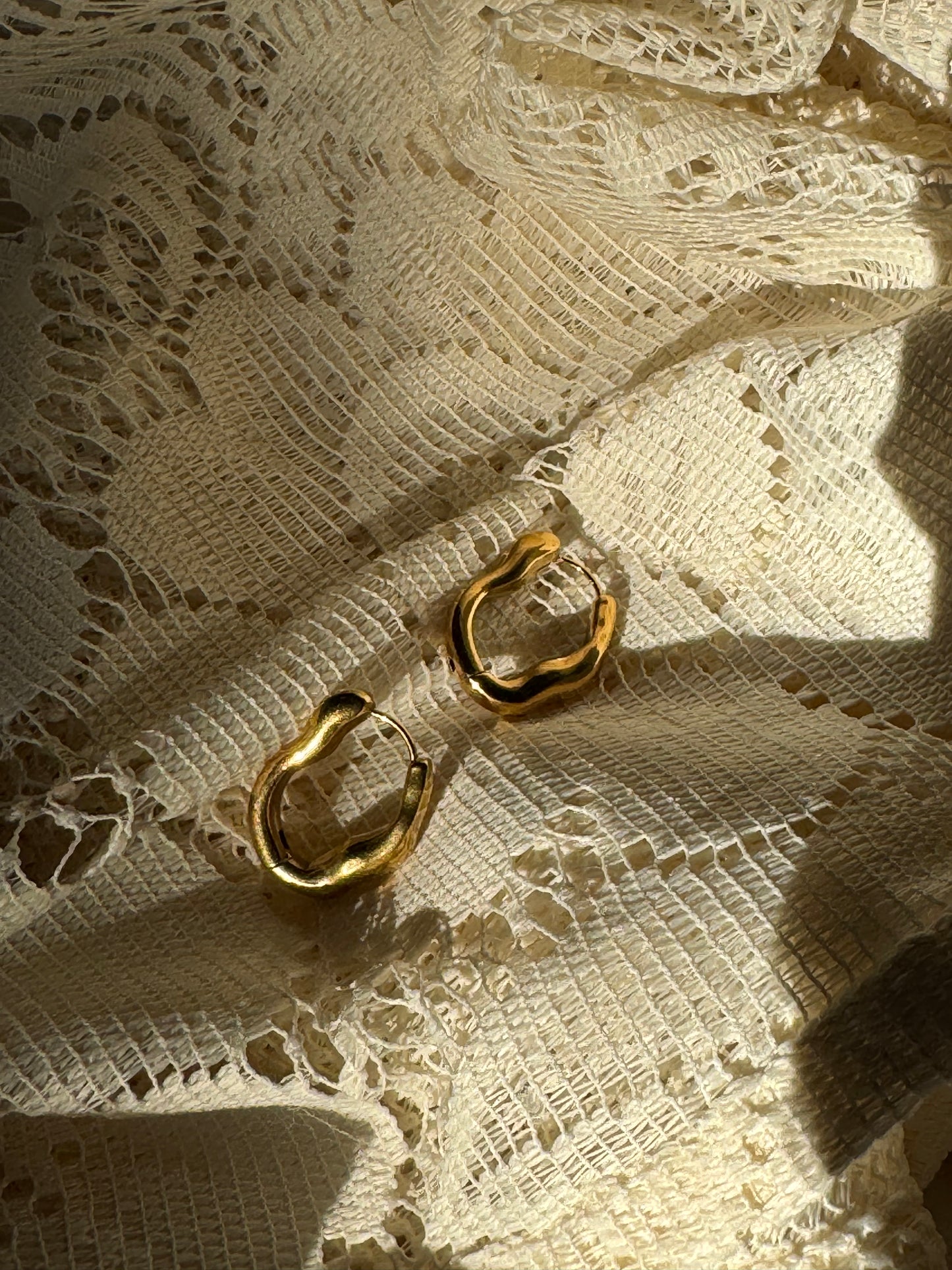 Ernestine 18k Stainless Steel Waterproof Organic Hoop Earring In Soft Matte Gold￼￼