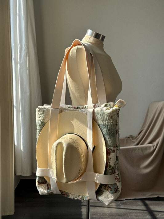 Magnus Quilted Handcrafted Cotton Tote Hat Holder Bag 2nd