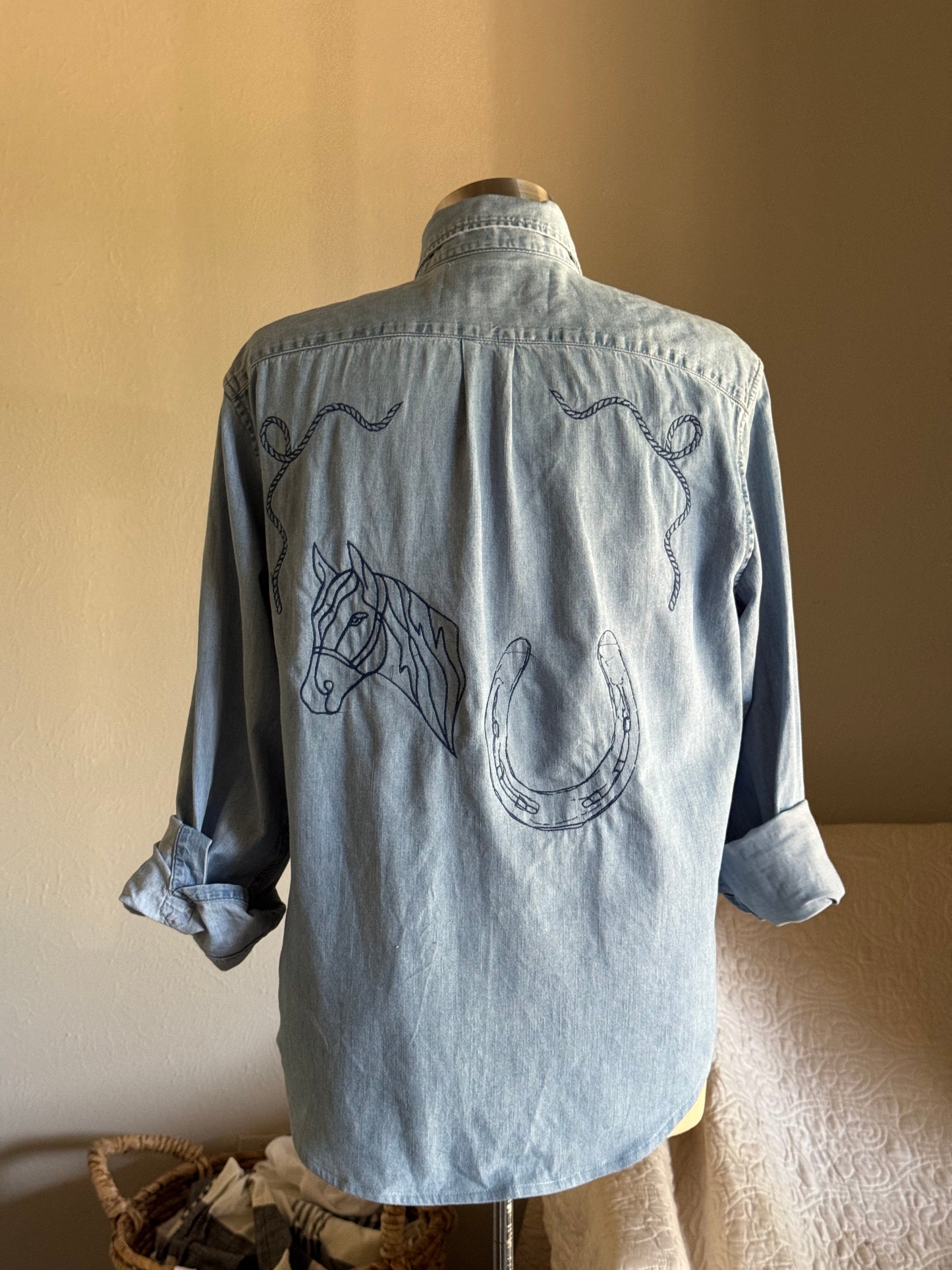 Jaxson Handcrafted Embroidered Denim Button Down