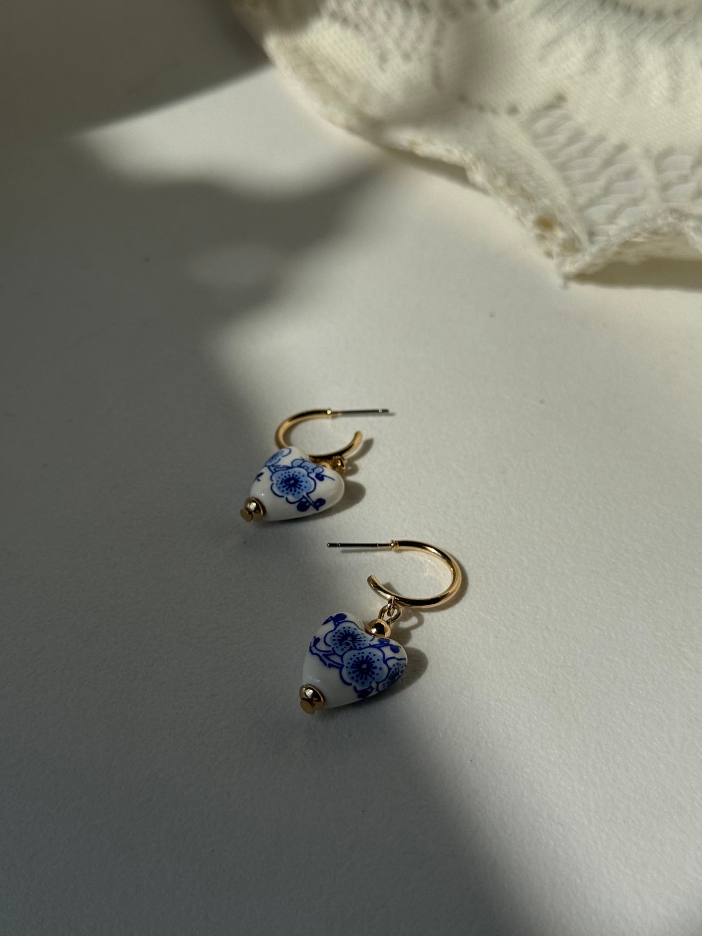 Chelsea China Glass Charm Drop Hoop Earring