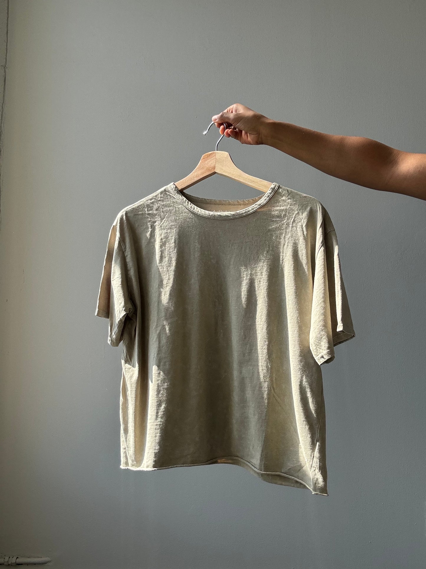 Sagan Cotton Boyfriend Crop Tee In Vintage Taupe