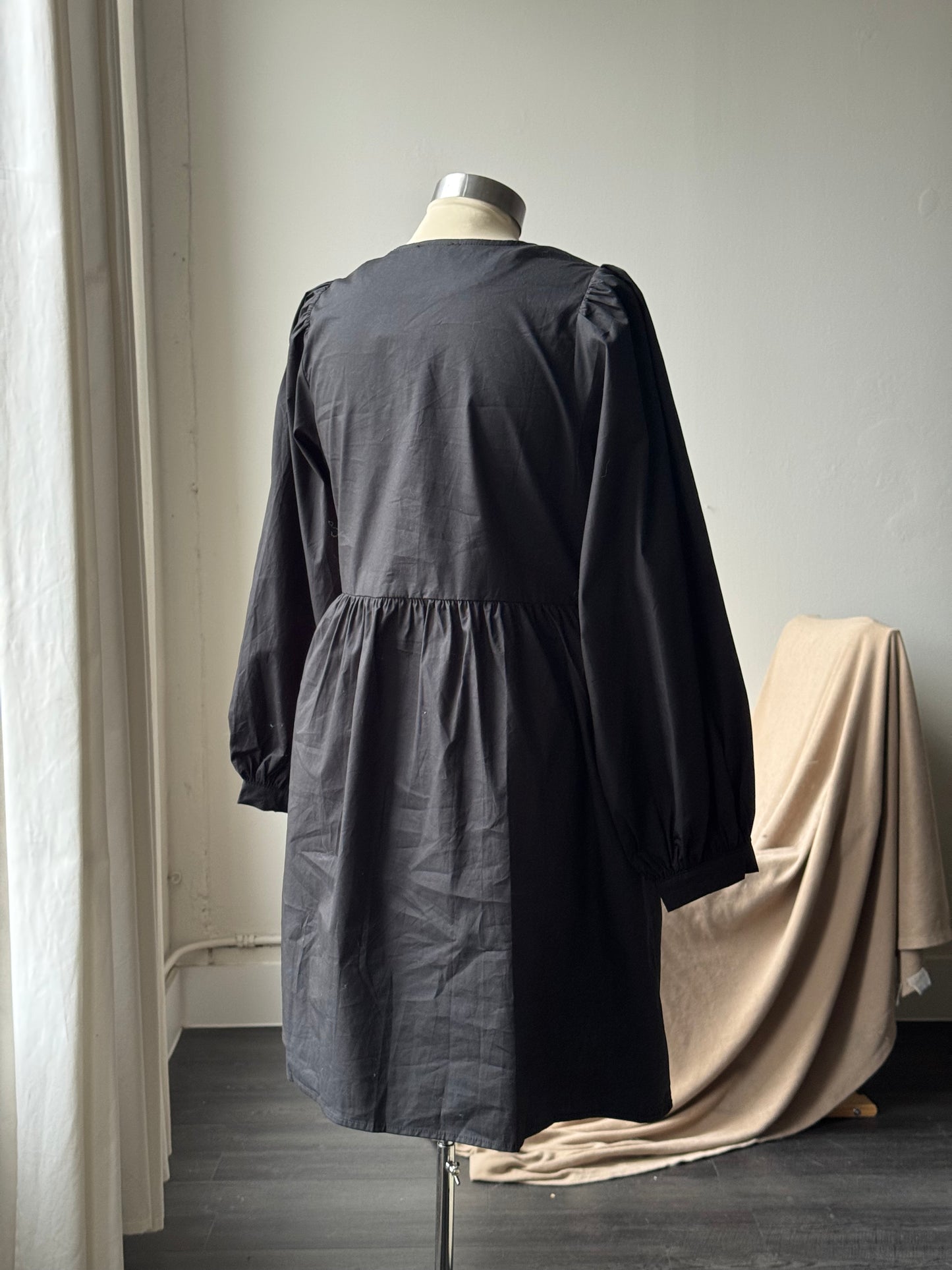 Rudy Cotton Tie Front Dress In Midnight Black