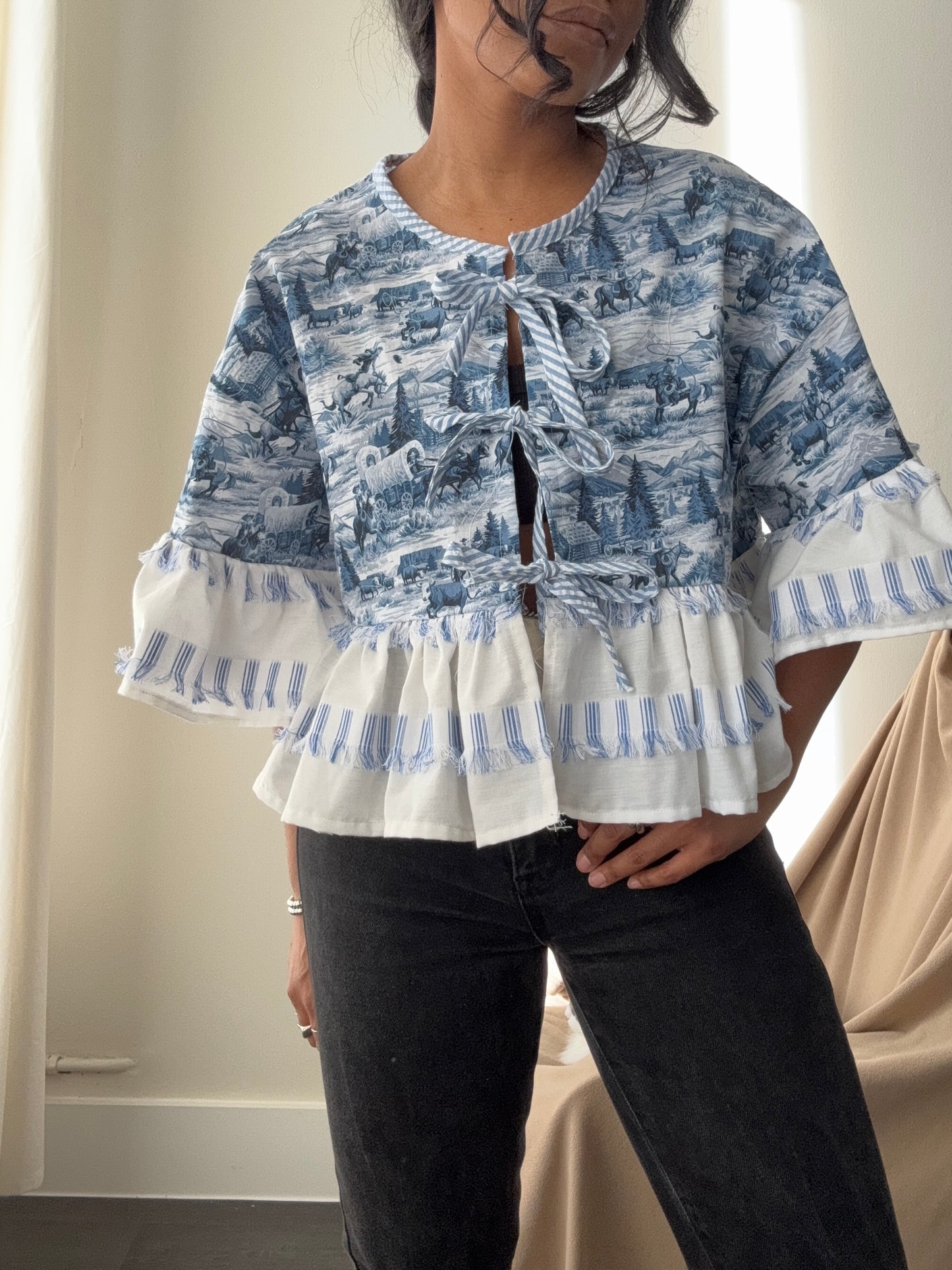 Myrtle Cotton Handmade Ruffle Top In Old South