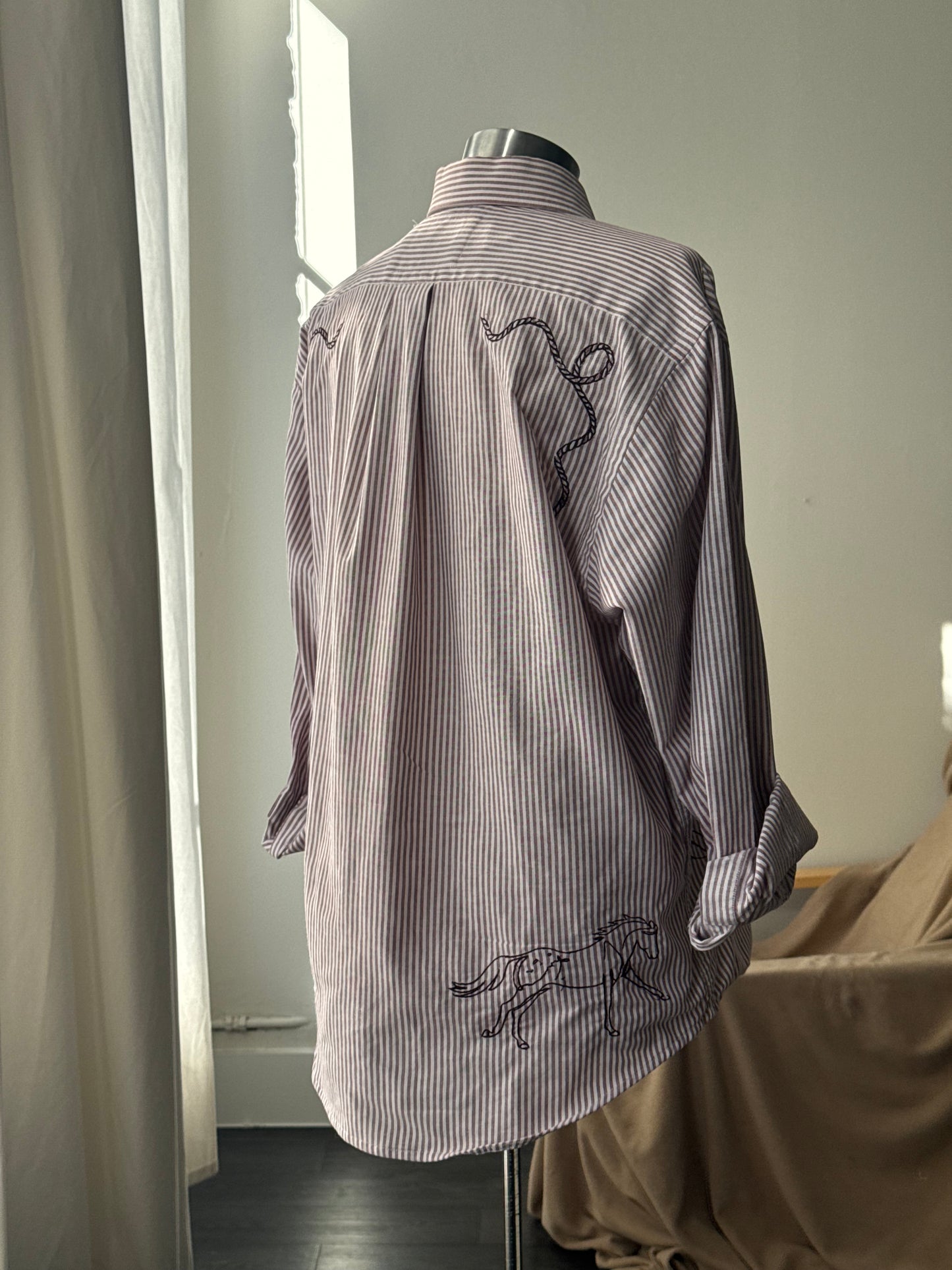 Jaxson Handcrafted Embroidered Striped Button Down