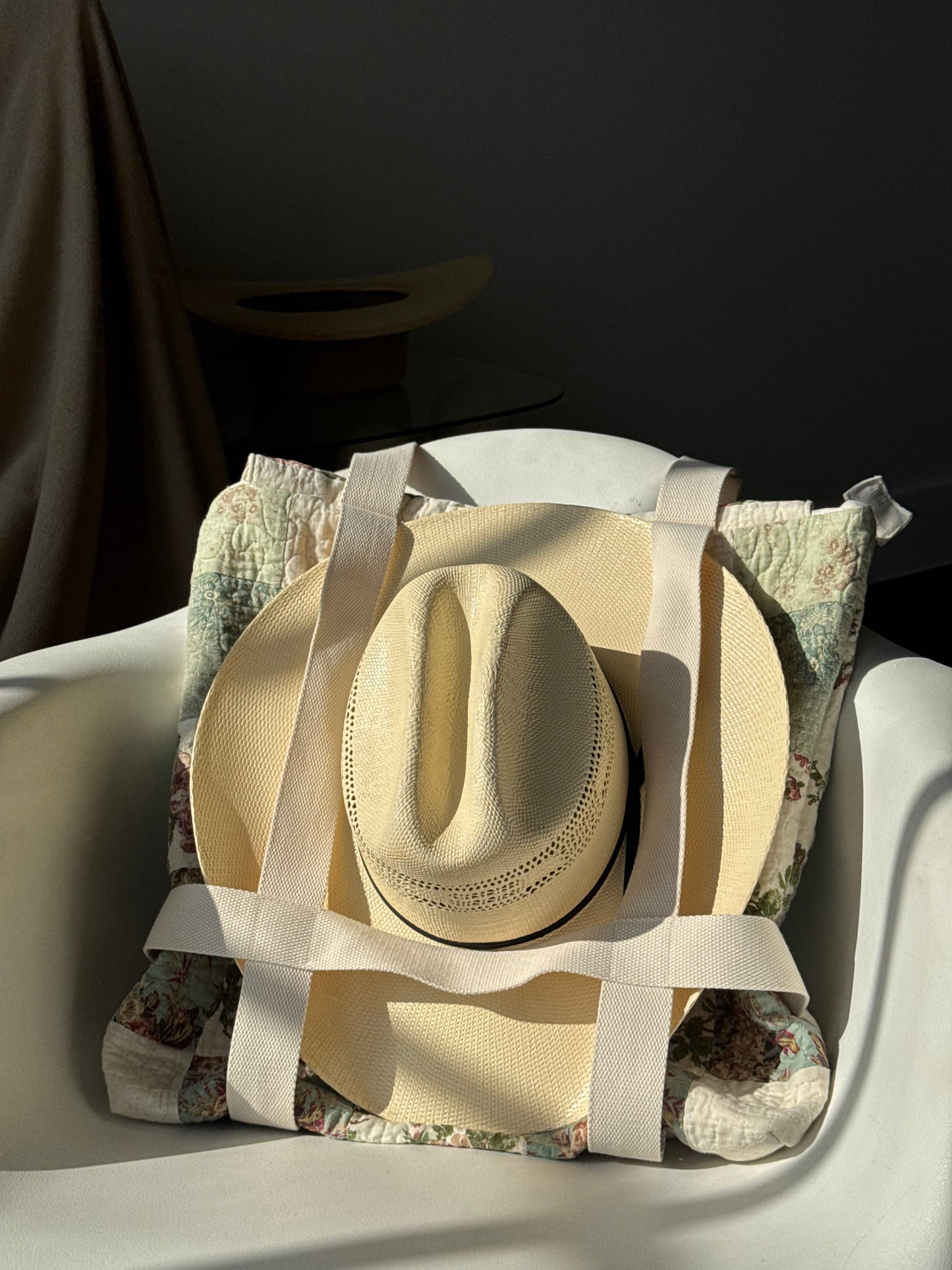 Magnus Quilted Handcrafted Cotton Tote Hat Holder Bag
