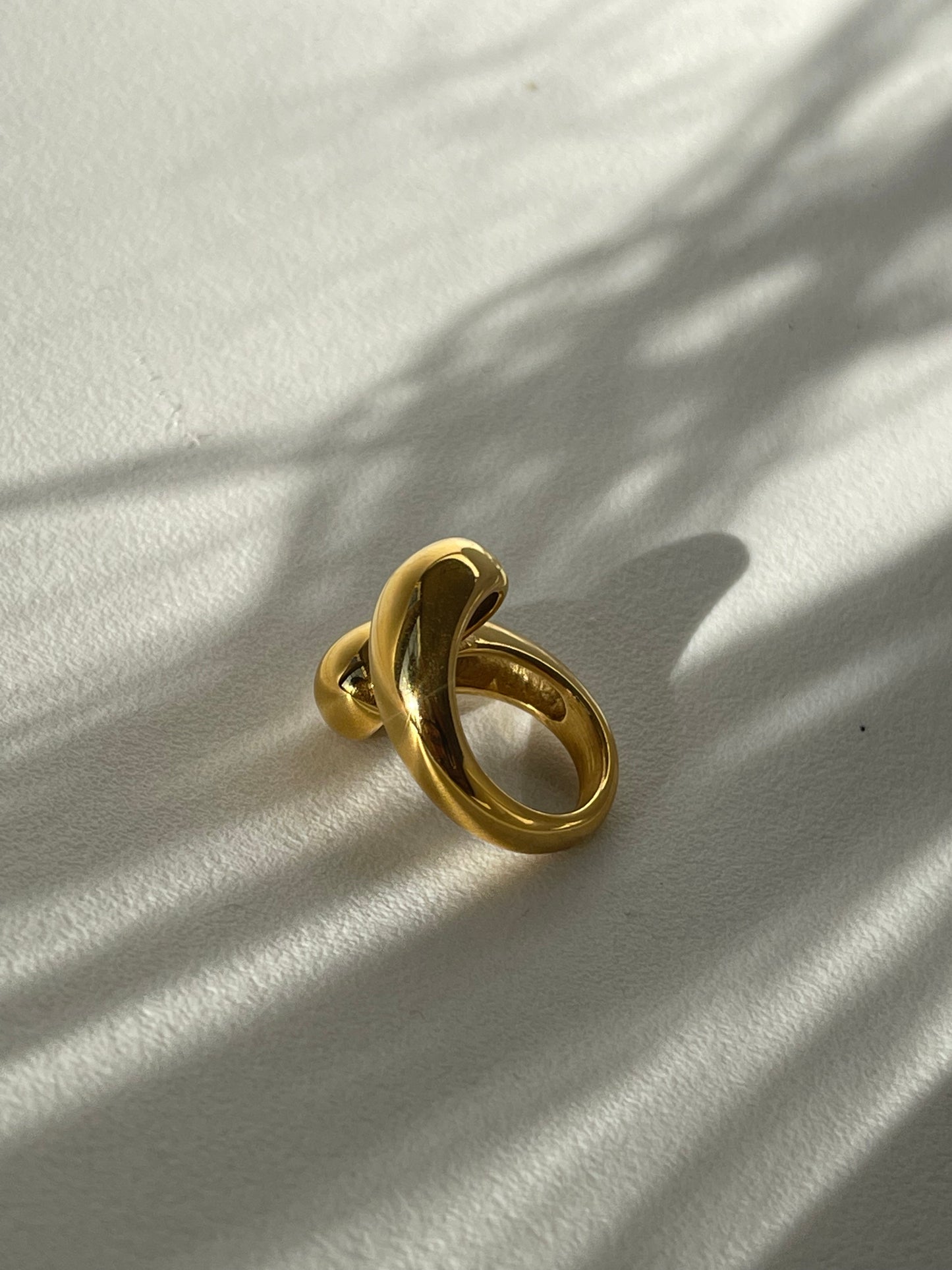 Infinity Cloud Stainless Steel Statement Ring In 18k Gold Plated