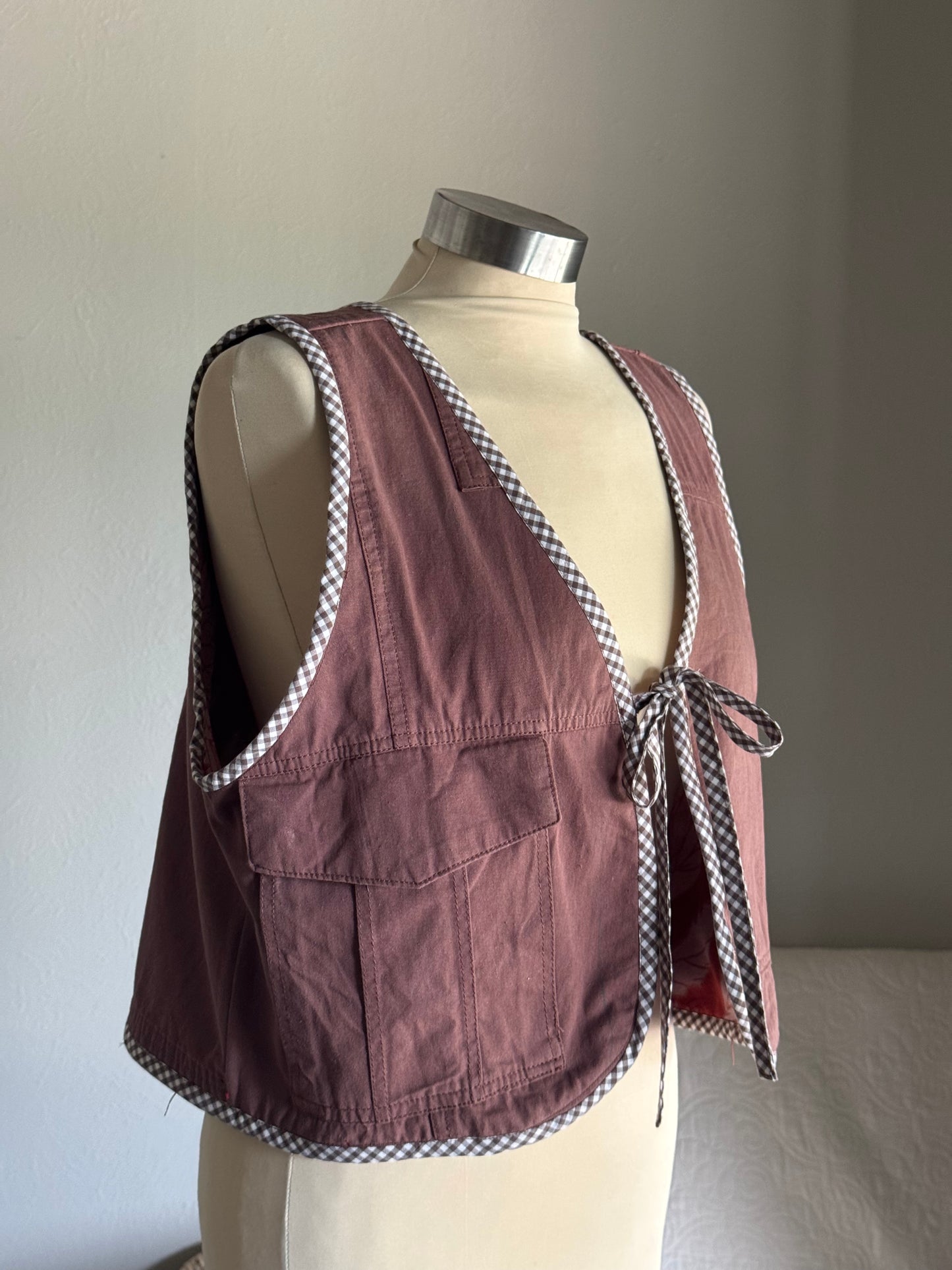 O.L. Handcrafted Reversible Cargo Vest In Vintage Floral Brown