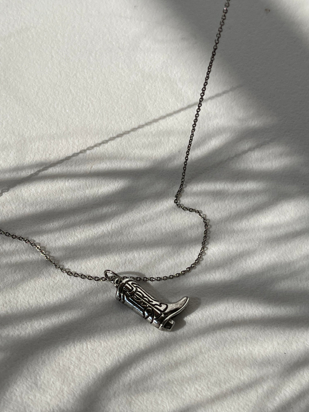 Cooper Classic Western Boot Necklace In Vintage Silver