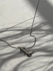Cooper Classic Western Boot Necklace In Vintage Silver