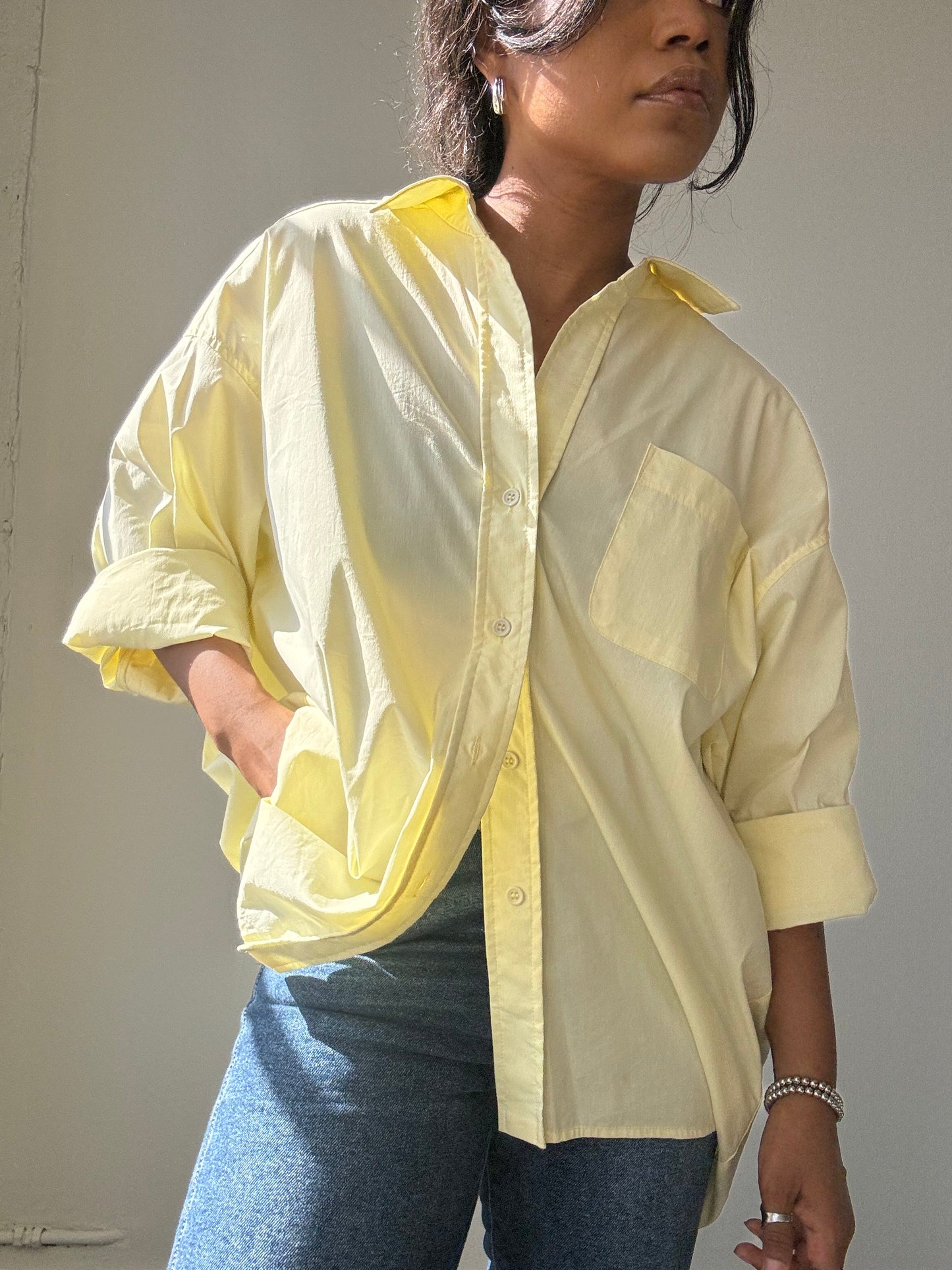 Thomas Cotton Button Down Shirt In Banana