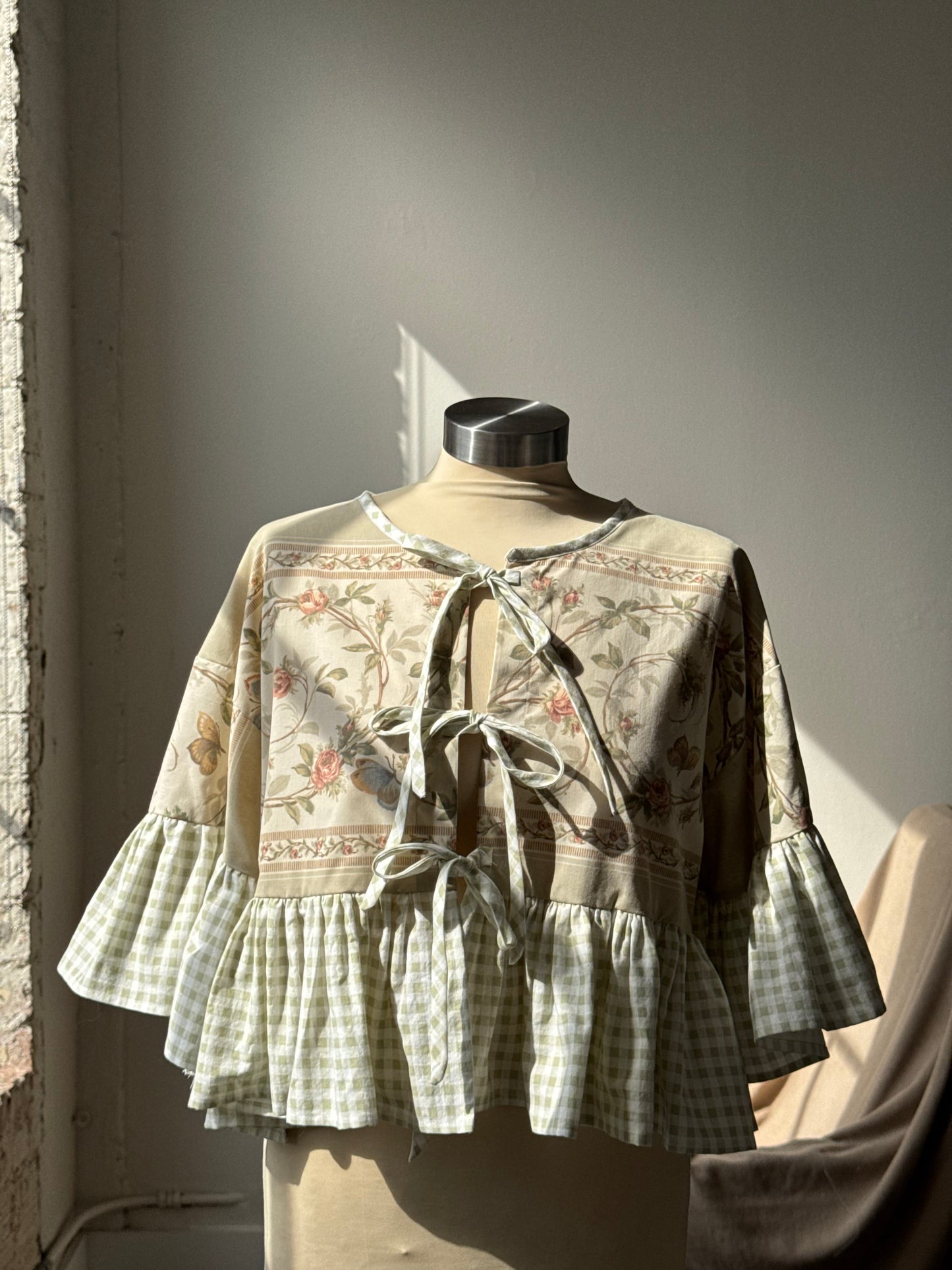 Joycie Vintage Handcrafted Gingham Ruffle Top