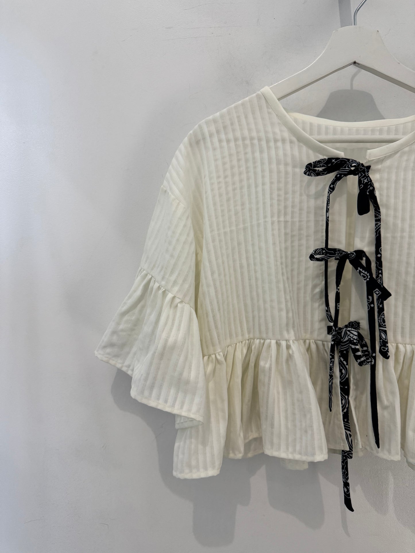 Joycie Vintage Handcrafted Ruffle Top Cream