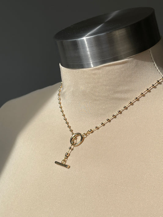 Tarry 14k Gold Plated Toggle Bead Necklace