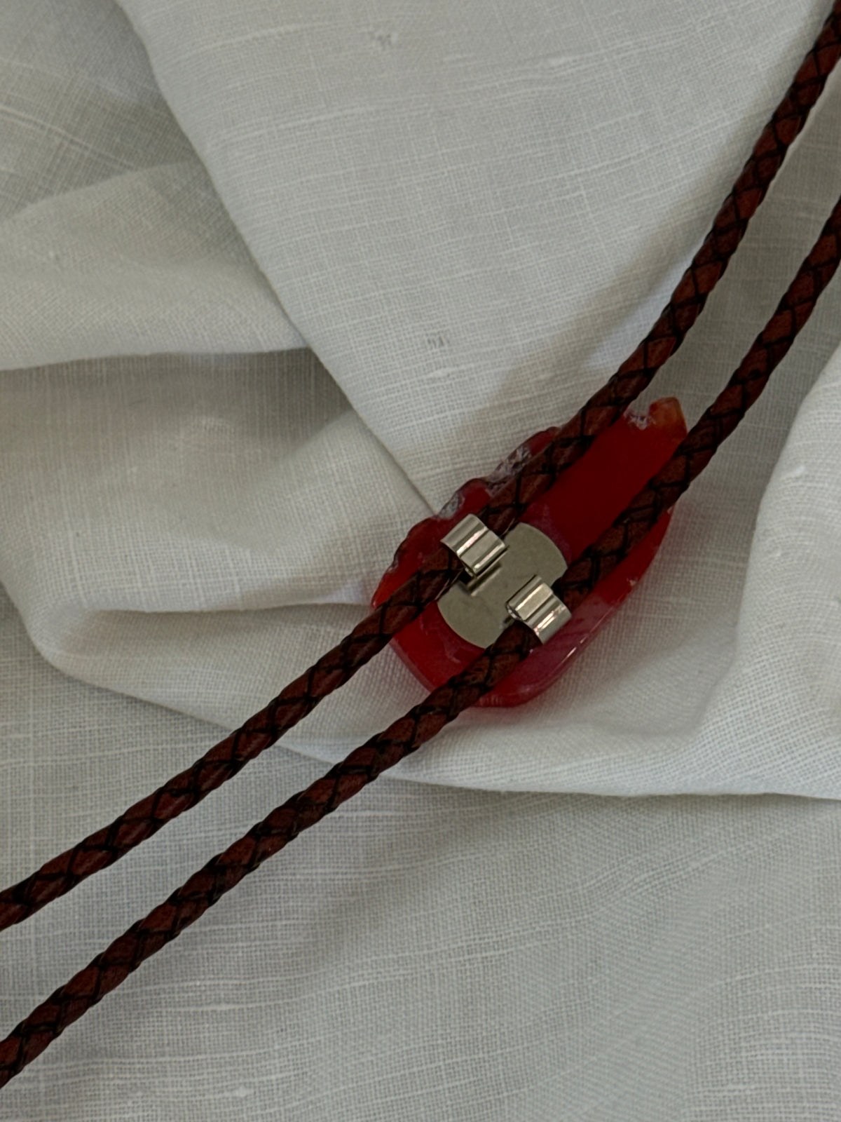 Handcrafted Agate Bolo Tie In Red Sea