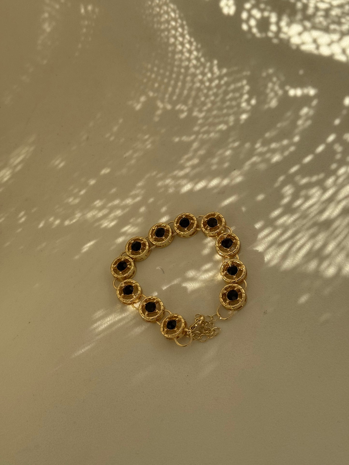 Sophie Classic Ebony Stone Bracelet In Gold