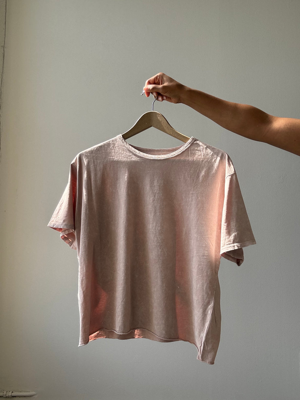 Sagan Cotton Boyfriend Crop Tee In Vintage Blush