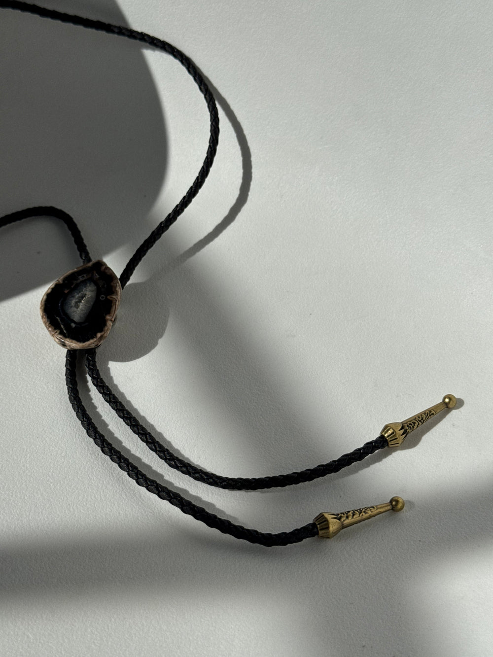 Handmade Agate Bolo Tie In Night Cave