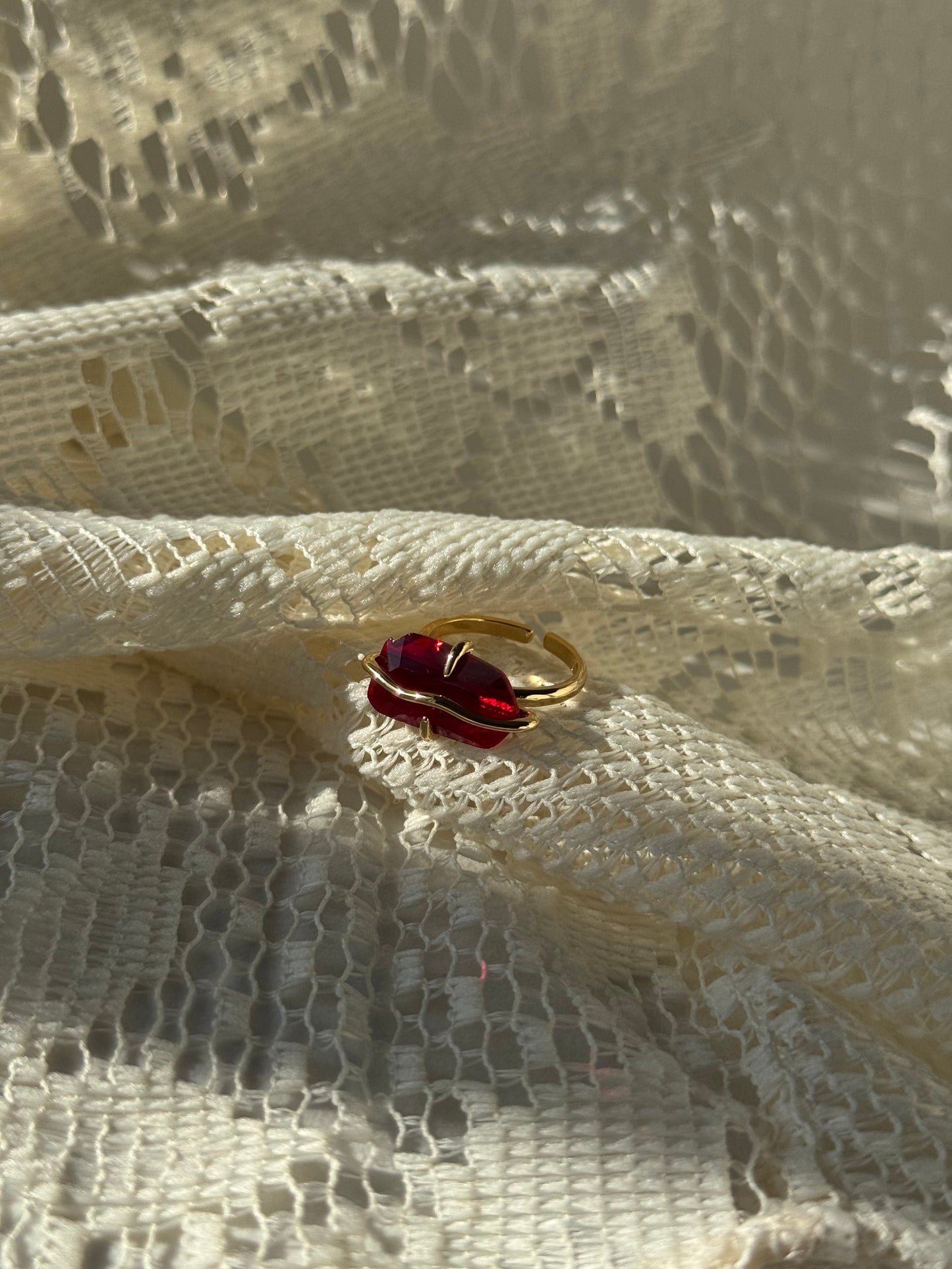 July Gem Statement Ring In Ruby Red