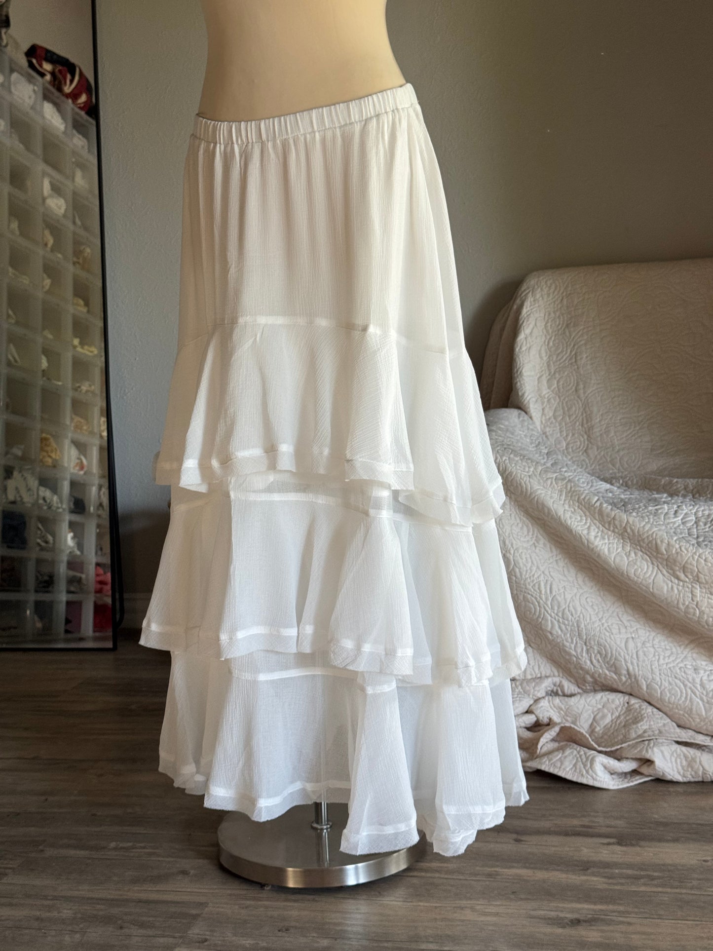 Marlin Ruffled Maxi Skirt In Cloud White