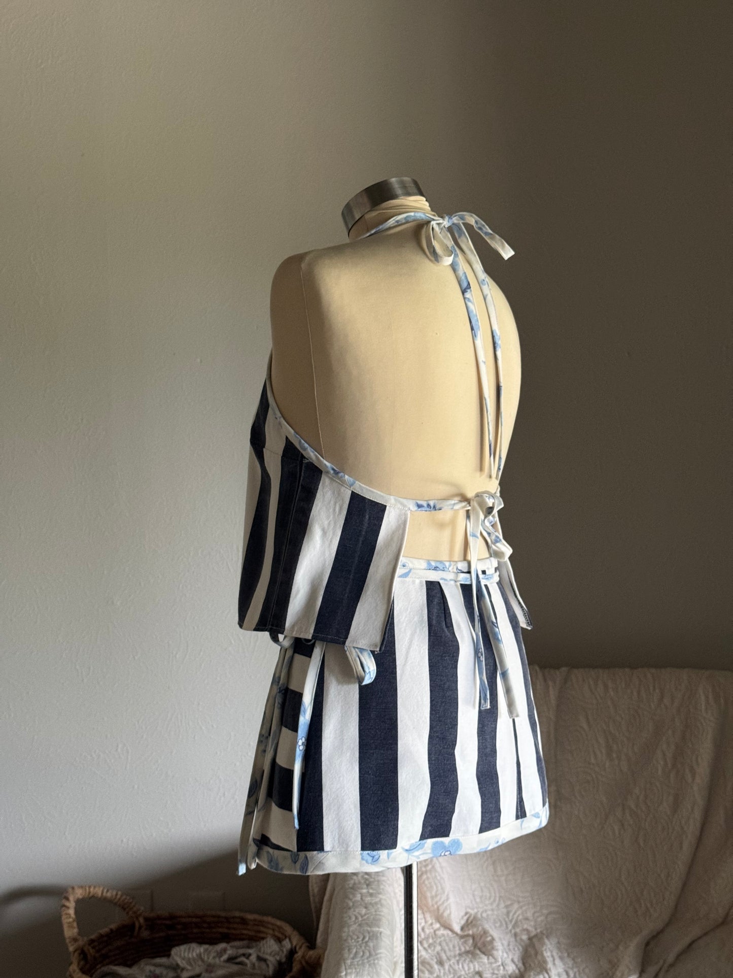 Delaney Handcrafted Mini Wrap Skirt In Bold Stripes