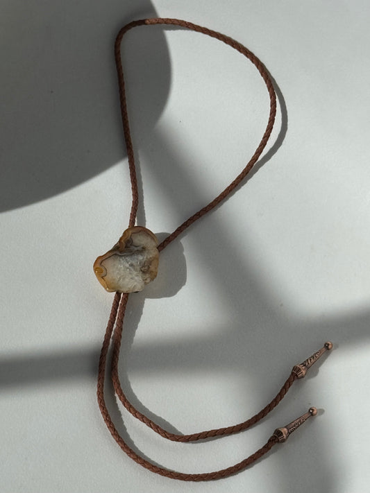 Handmade Agate Bolo Tie In Mocha