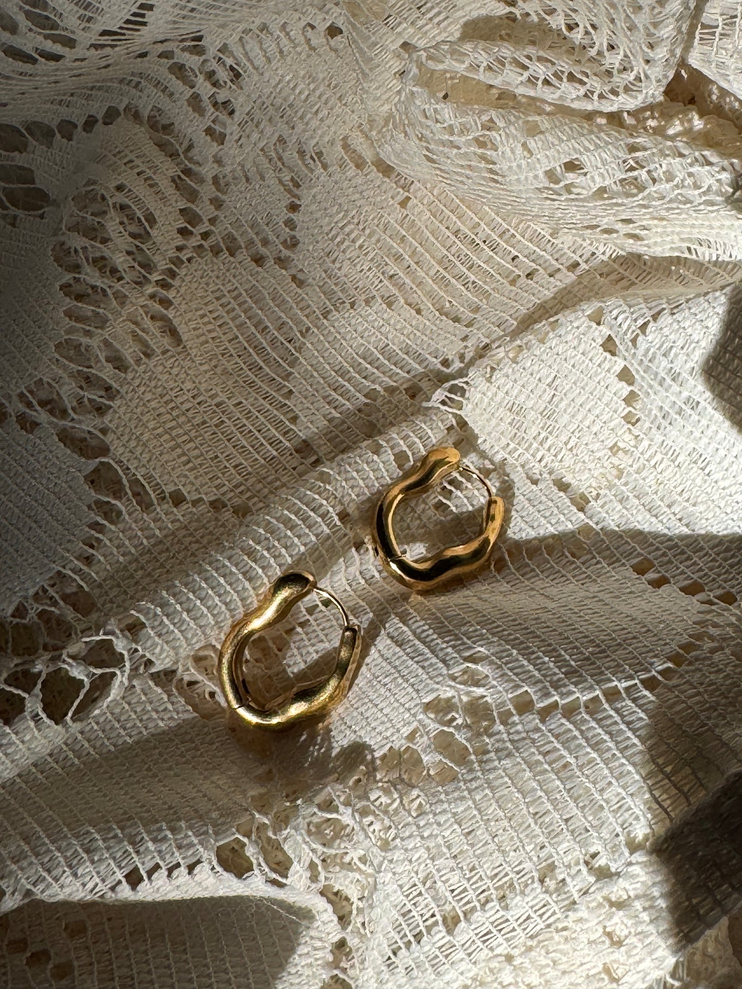 Ernestine 18k Stainless Steel Waterproof Organic Hoop Earring In Soft Matte Gold￼￼