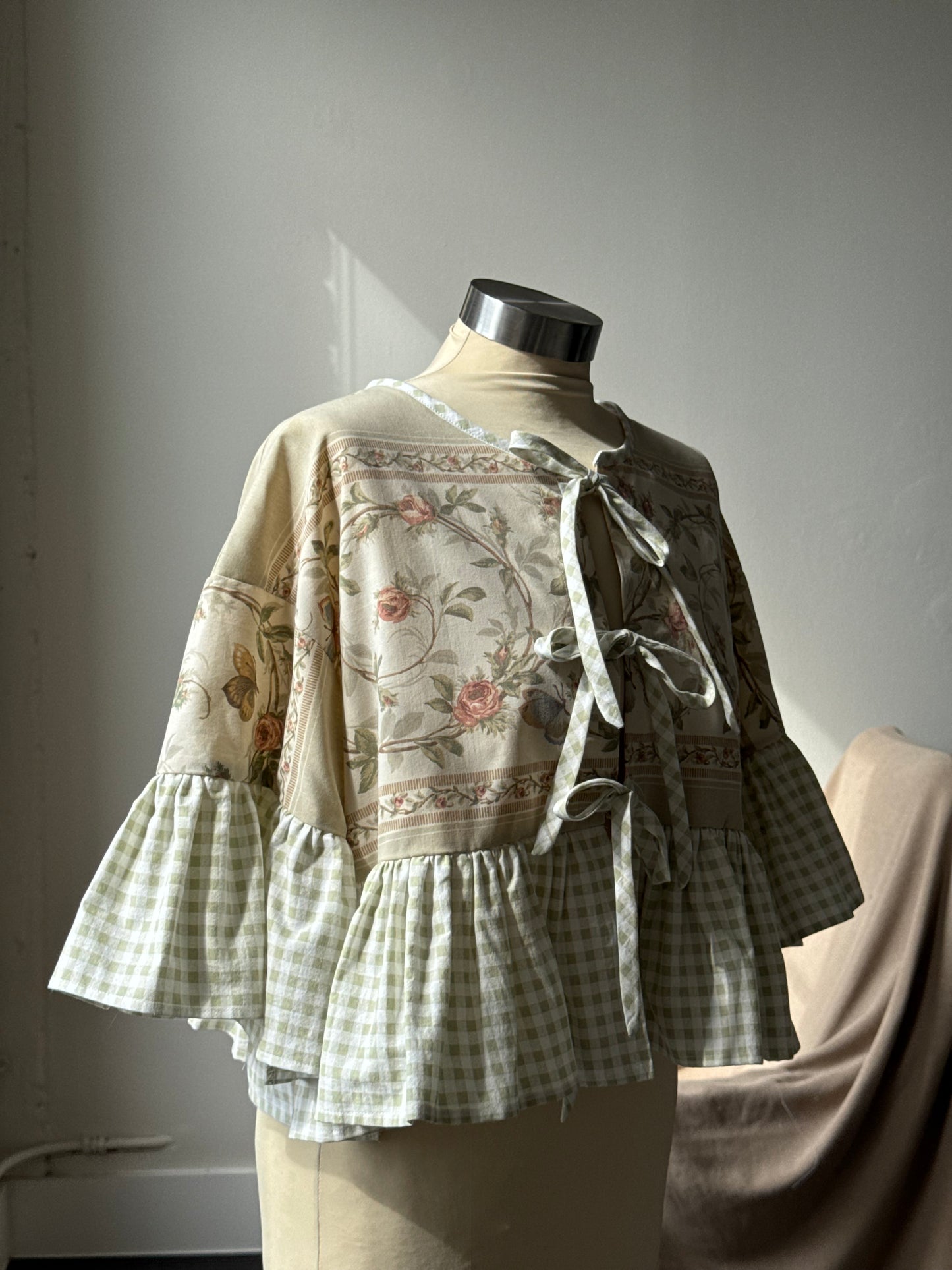 Joycie Vintage Handcrafted Gingham Ruffle Top