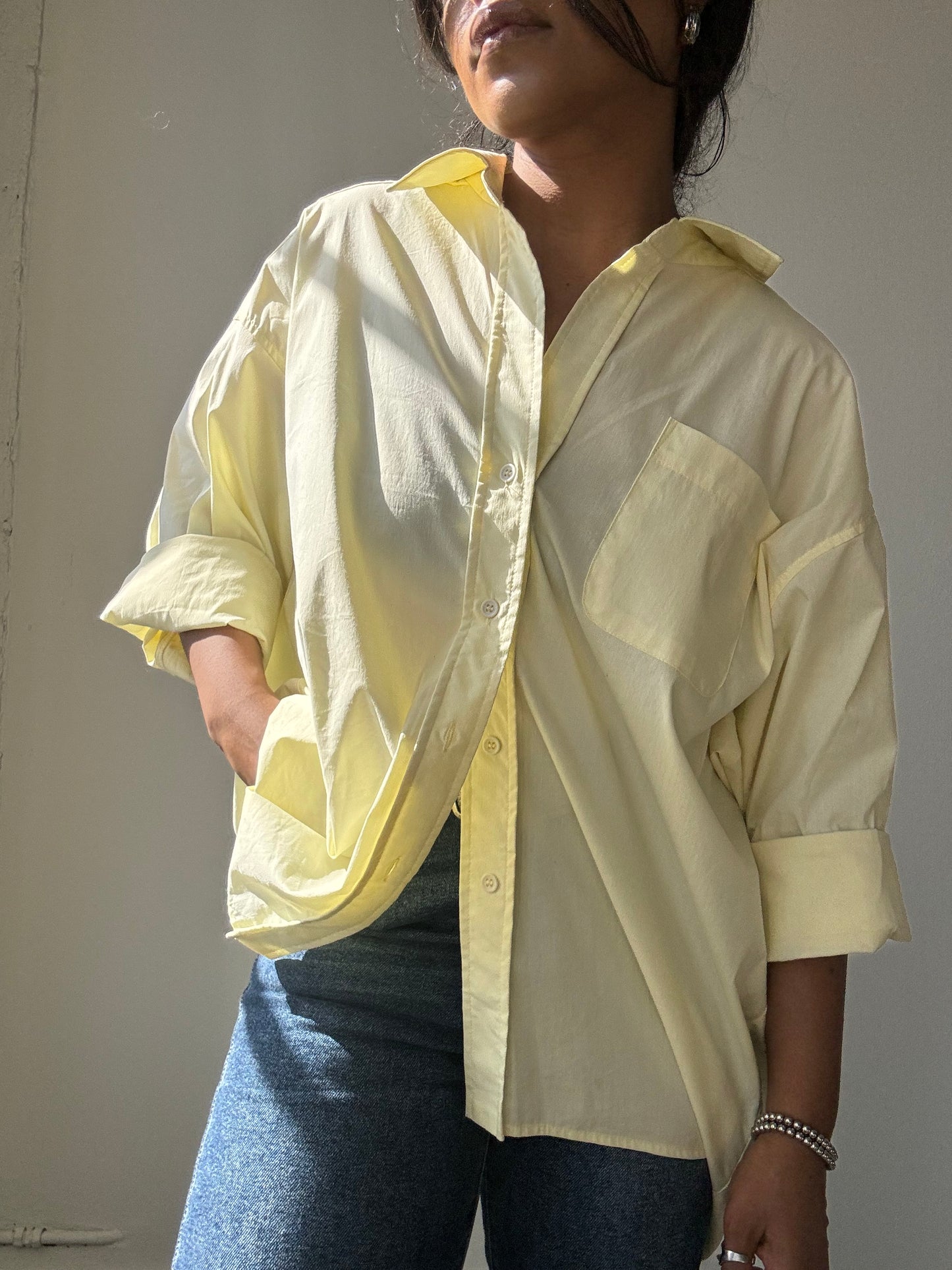 Thomas Cotton Button Down Shirt In Banana