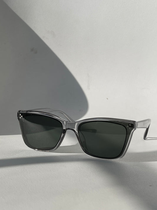 Tangi ￼Triple Stud Classic Sunglasses In Green Grey