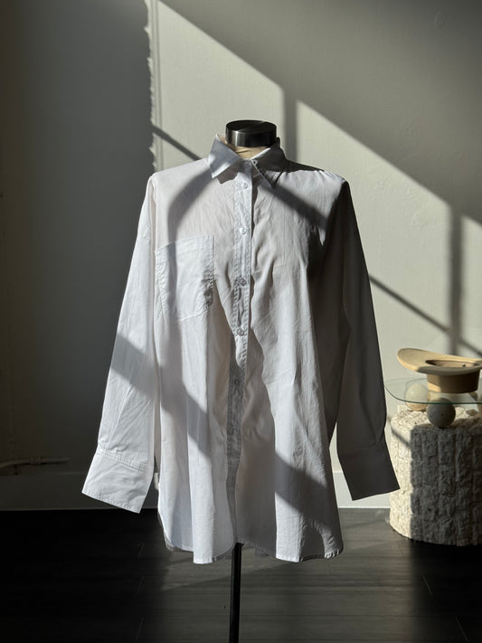 Dorothy Cotton Button Down Dad Shirt In White