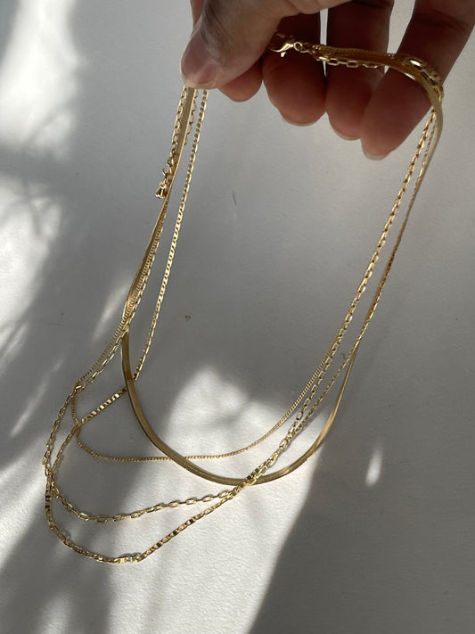 Sawyer Four Layer Snake Chain NecklaceIn Gold