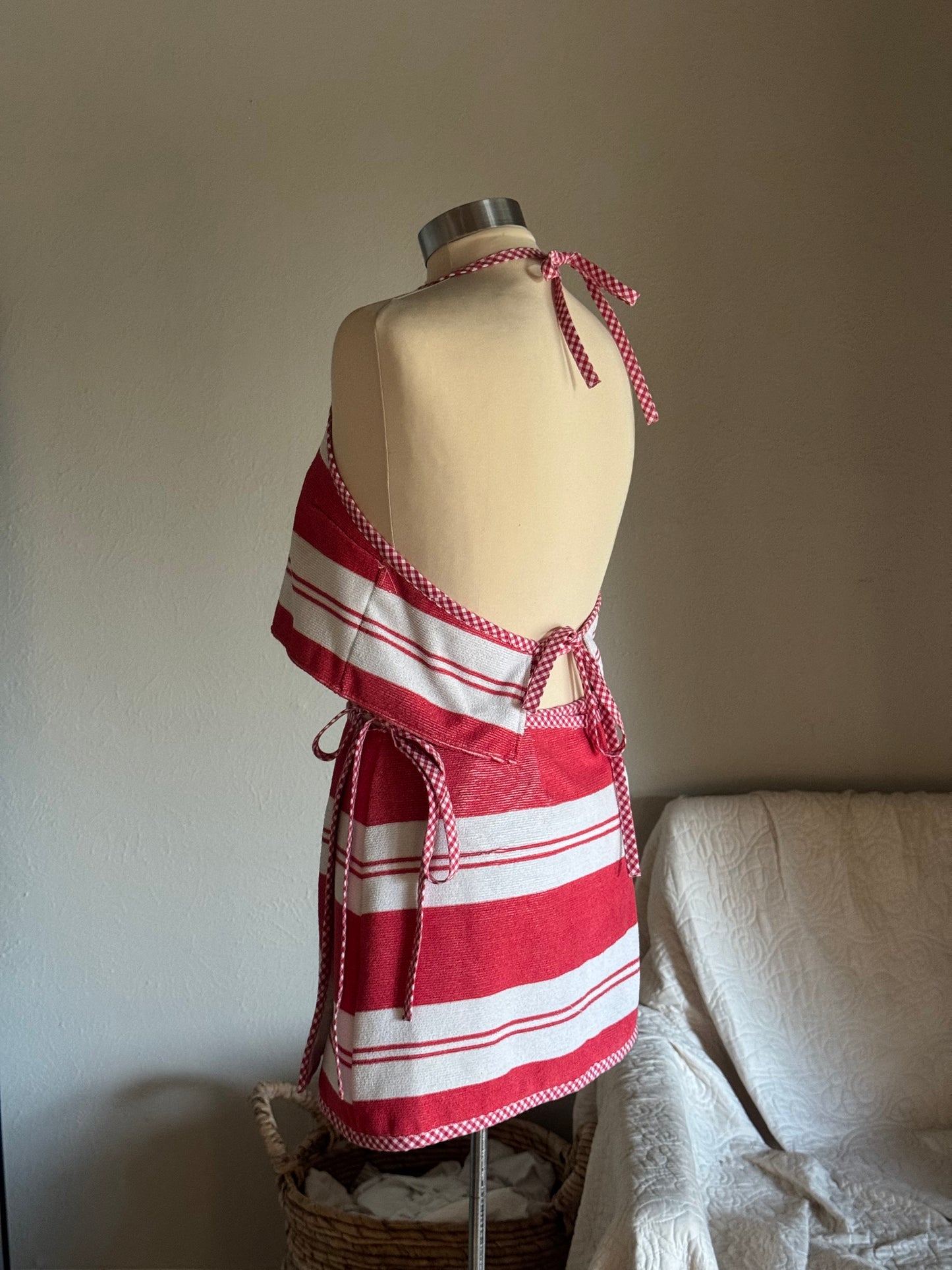 Brenda Handcrafted Vintage Towel Cropped Halter Top