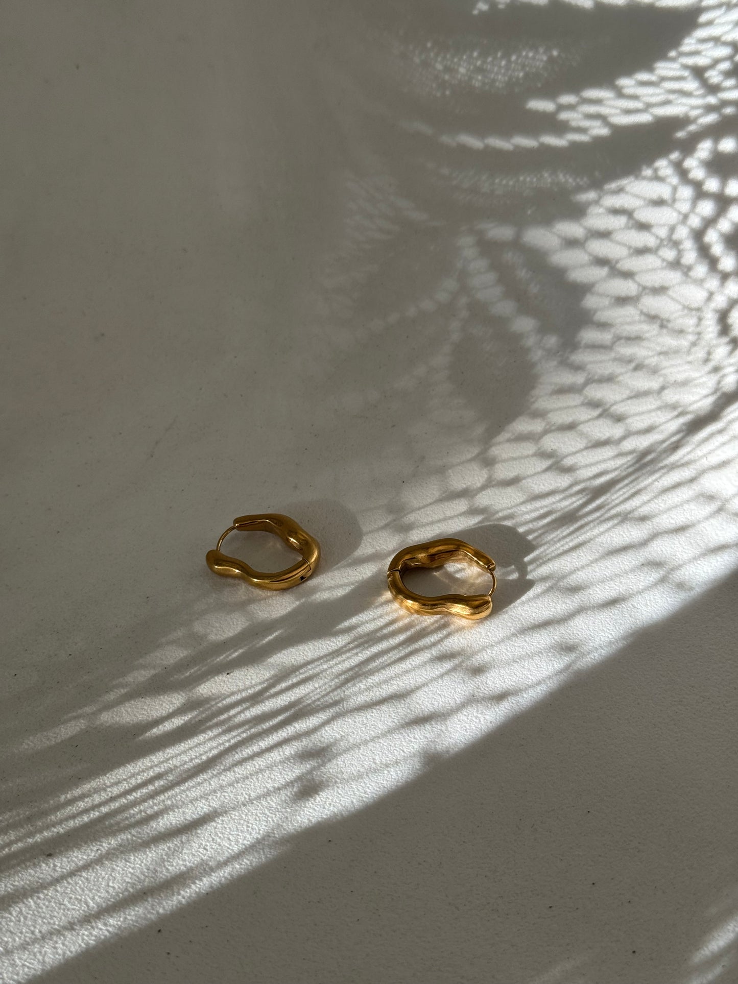 Ernestine 18k Stainless Steel Waterproof Organic Hoop Earring In Soft Matte Gold￼￼
