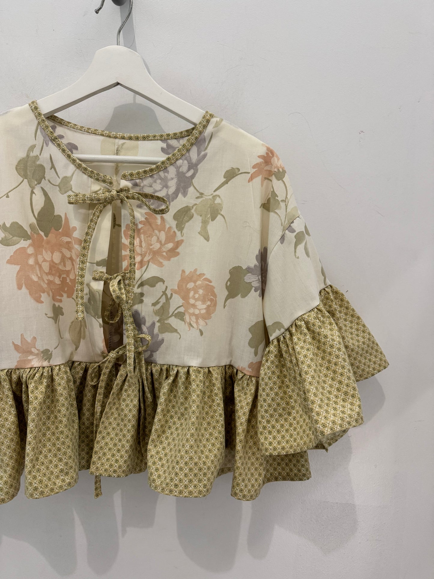 Joycie Vintage Handcrafted Floral Ruffle Top