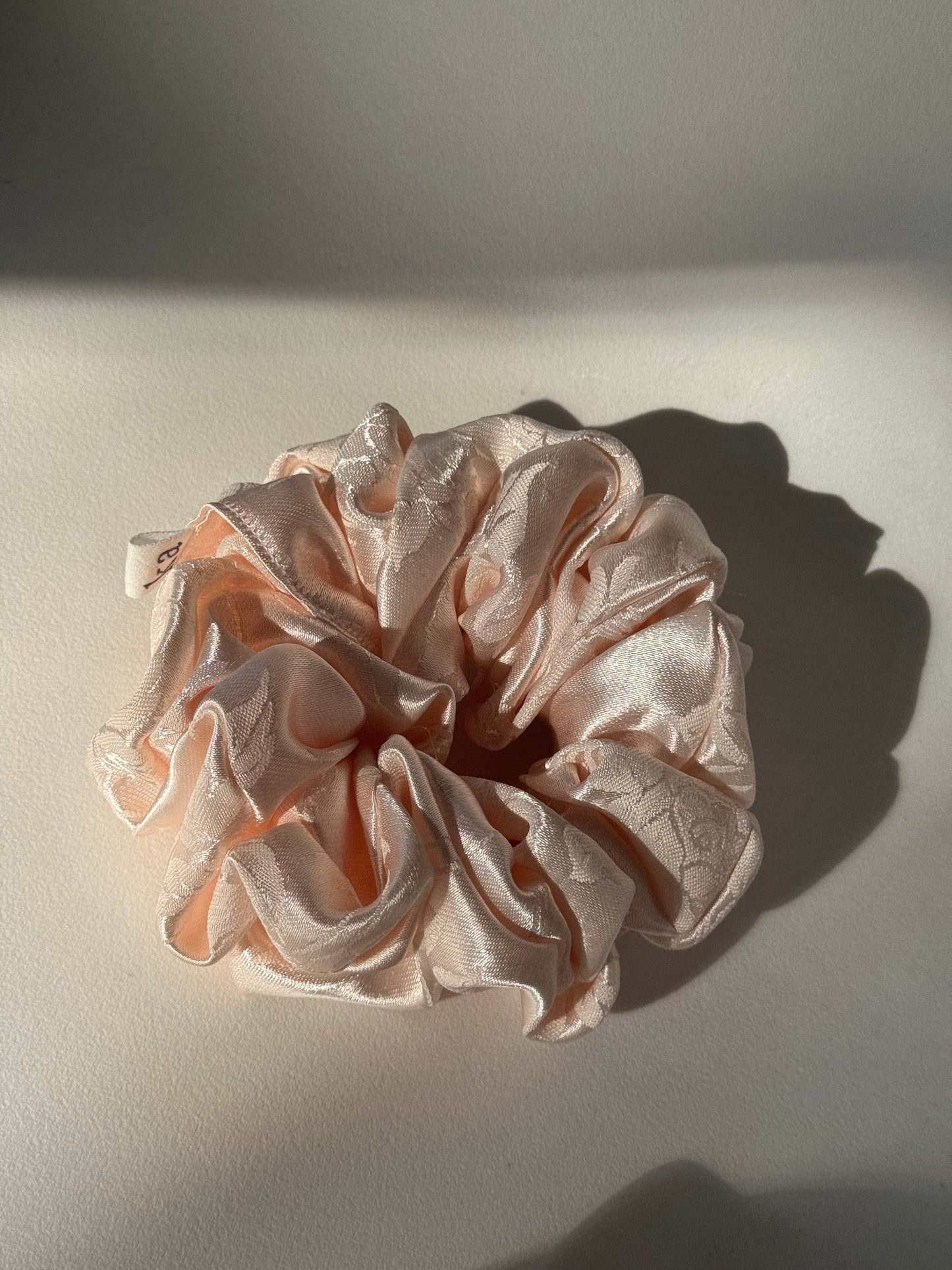 Audrey Handcrafted Vintage Embroidered Texas Sized Scrunchie In Blush