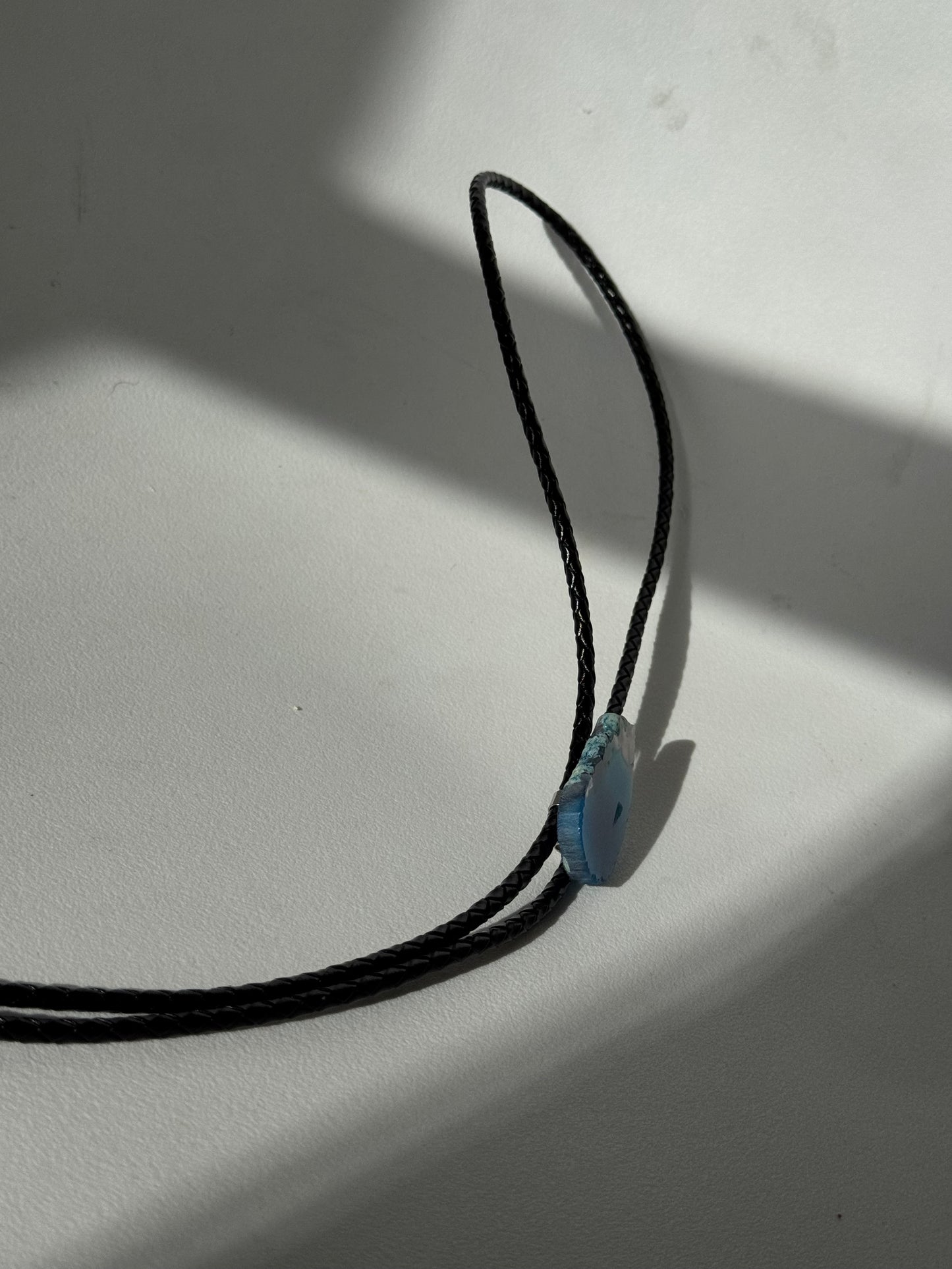 McCale Handmade Agate Genuine Leather Bolo Tie In Deep Blue