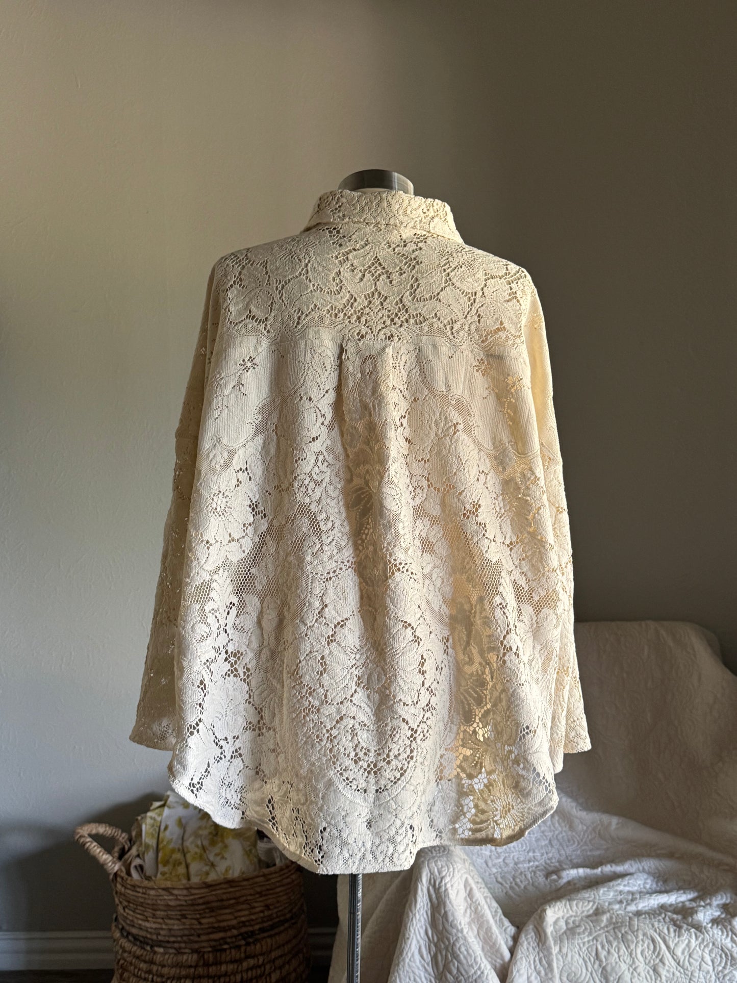 Ladell Handcrafted Vintage Shacket In Vanilla