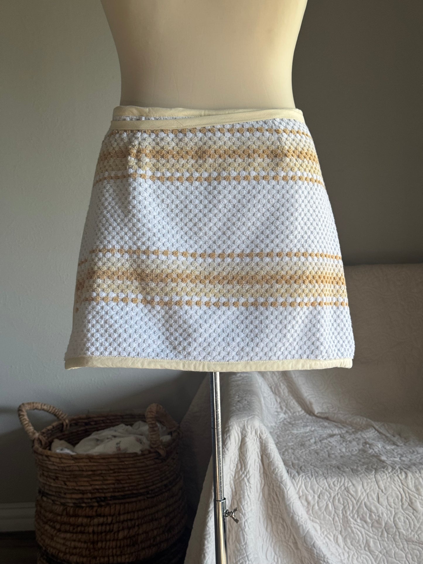 Delaney Handcrafted Towel Wrap Skirt In Vanilla