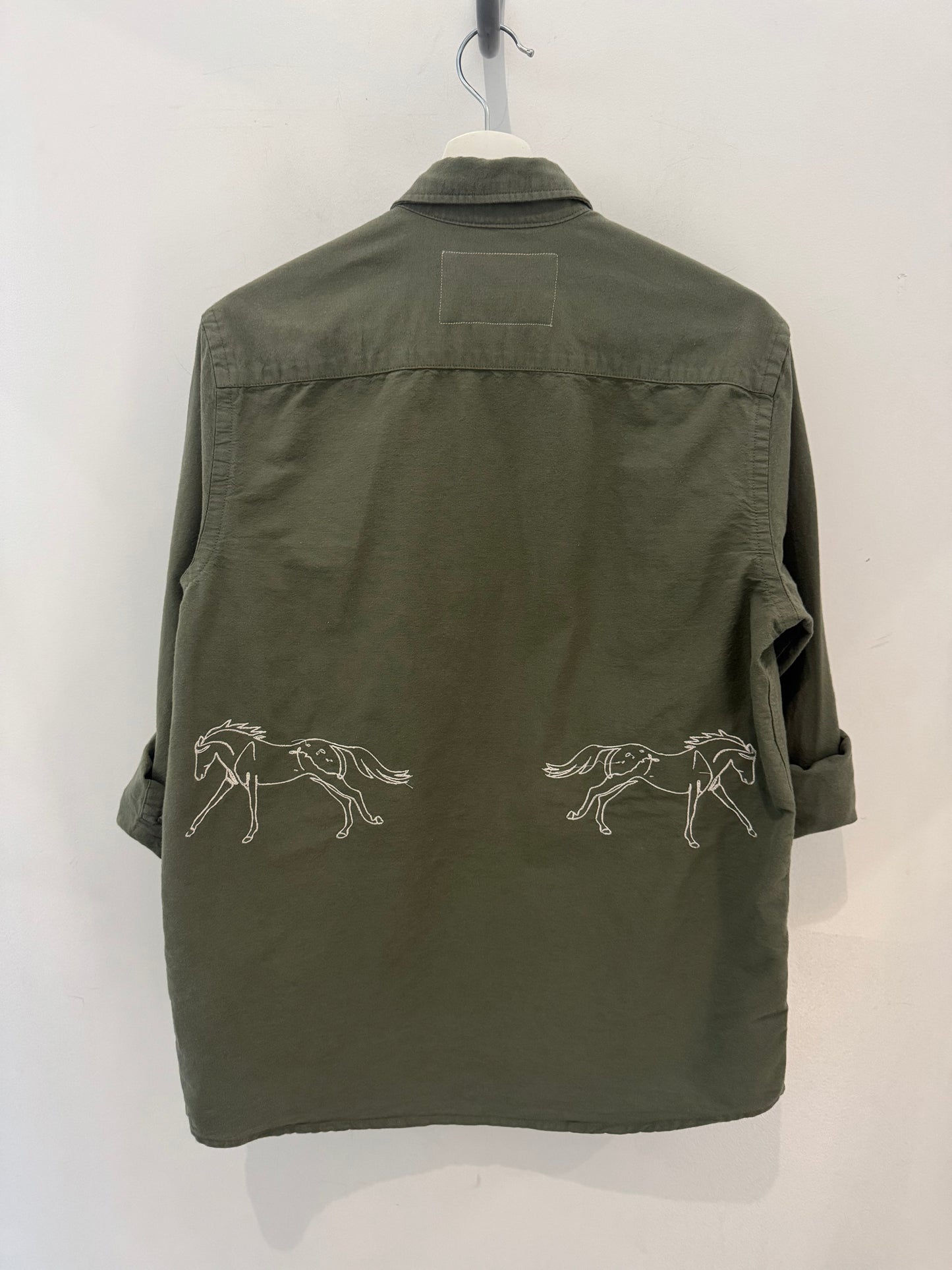 Jaxson Handcrafted Embroidered Button Down In Olive