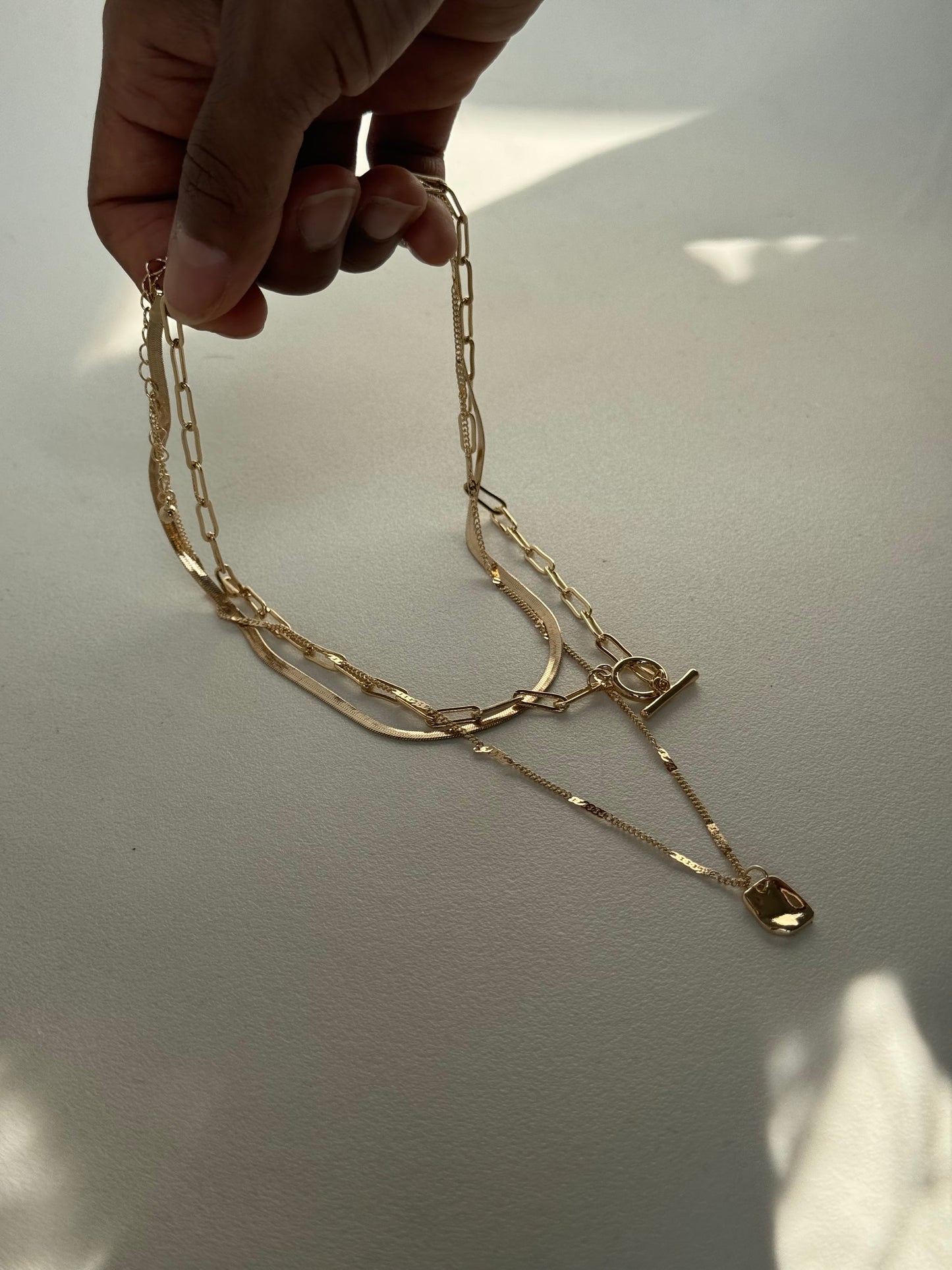 Toggle Nugget & Snake Layered Necklace In Gold