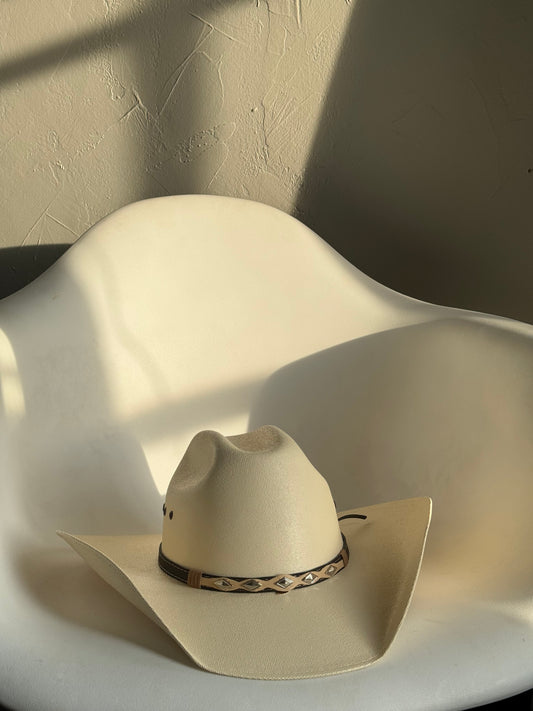 McCoy Classic Straw Cowboy Hat W/ Leather Belt & Silver Studs