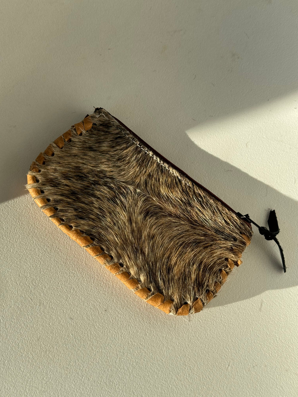 Able Artisan Cowhide Genuine Leather Wallet Pouch In Sand