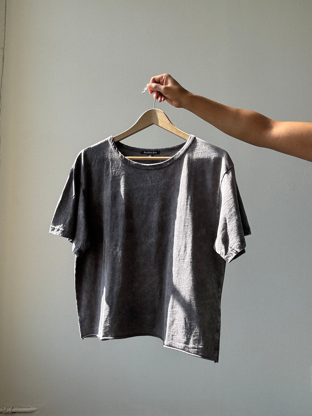 Sagan Cotton Boyfriend Crop Tee In Vintage Grey