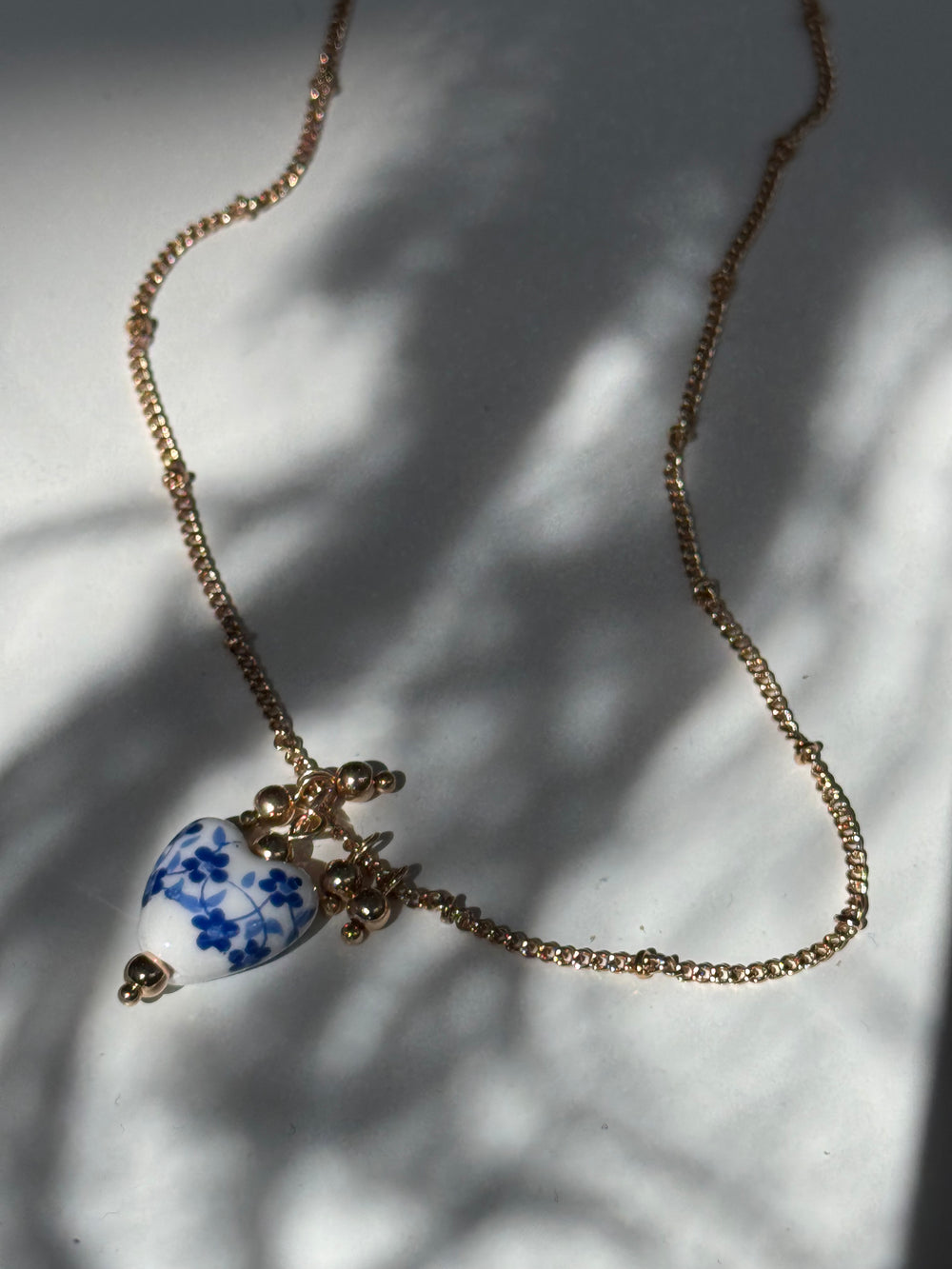 China Glass Floral Heart Necklace