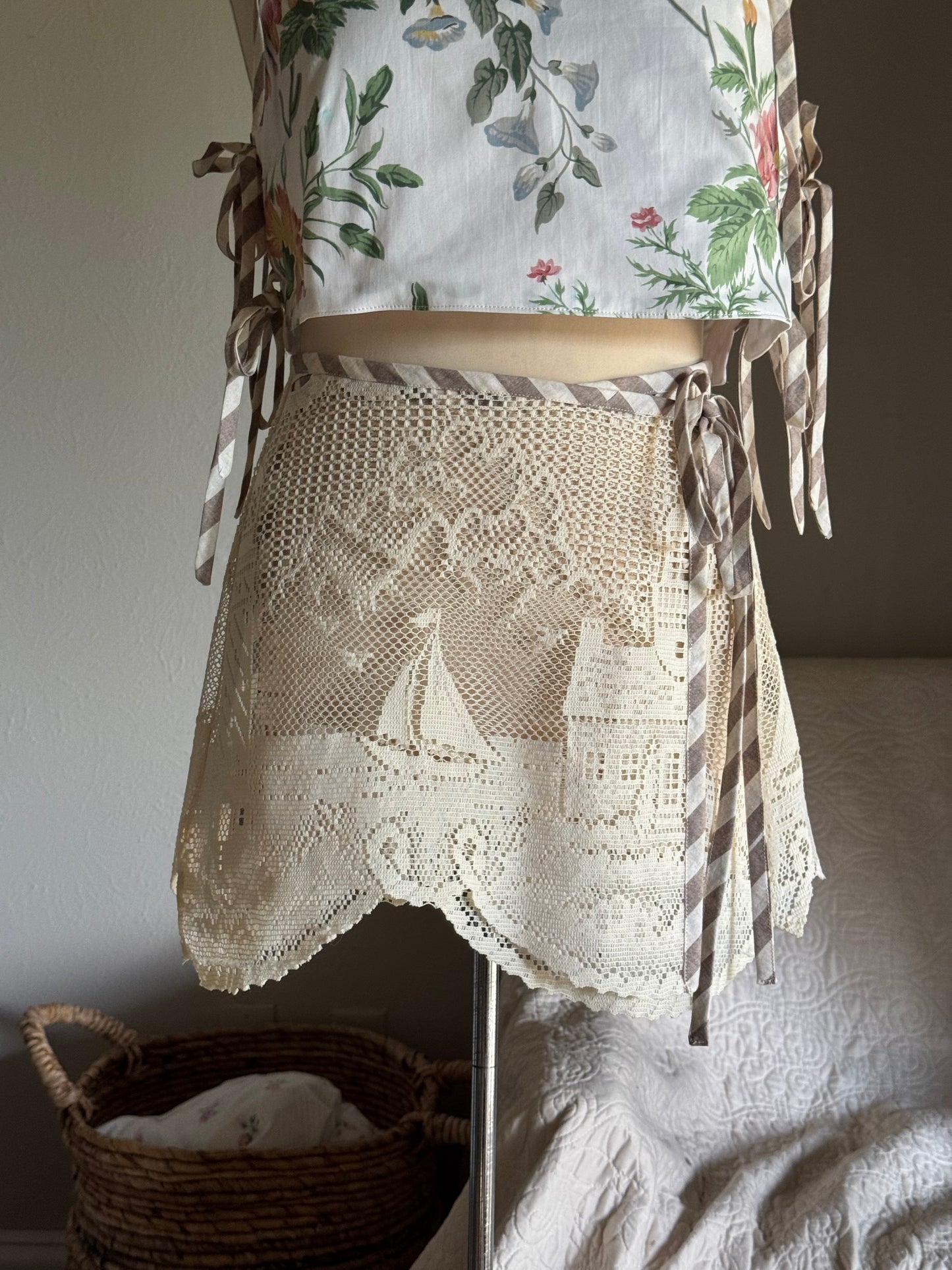 Delaney Handcrafted Vintage Lace Wrap Skirt