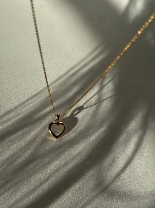 Marble Heart Charm Gold Plated Necklace In Gold